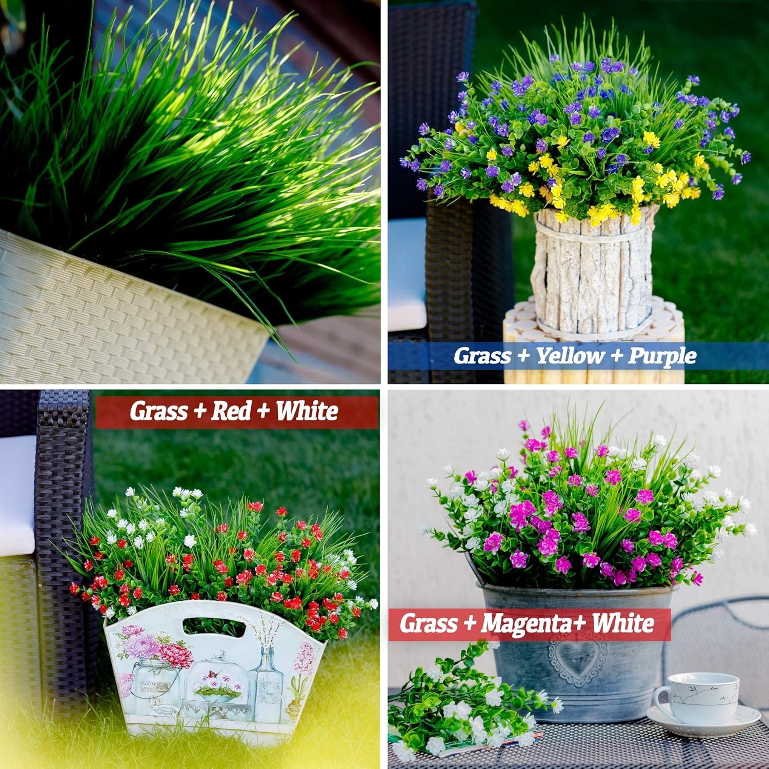 Outdoor Artificial Monkey Grass Bundles UV Safe Fake Plants For Patio