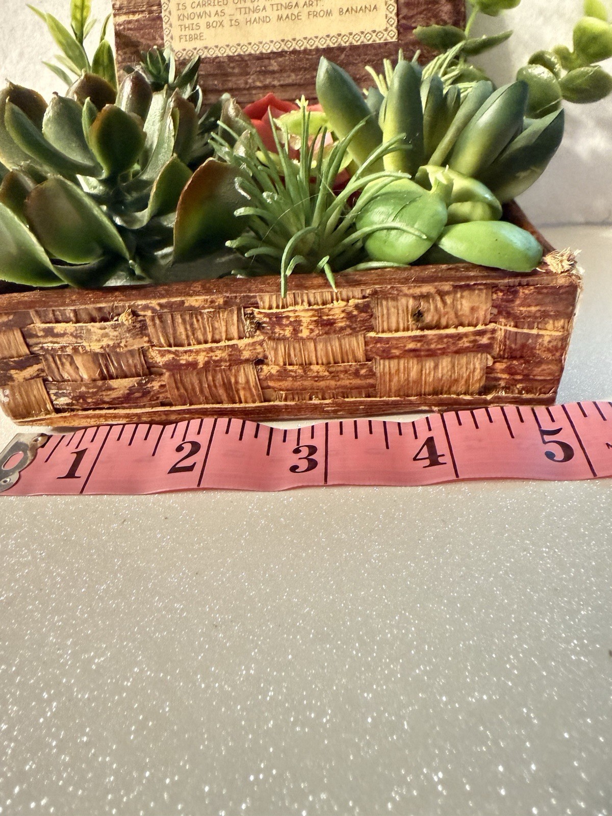 Handmade Box From Banana Fiber Artificial Succulents Repurposed Beautiful