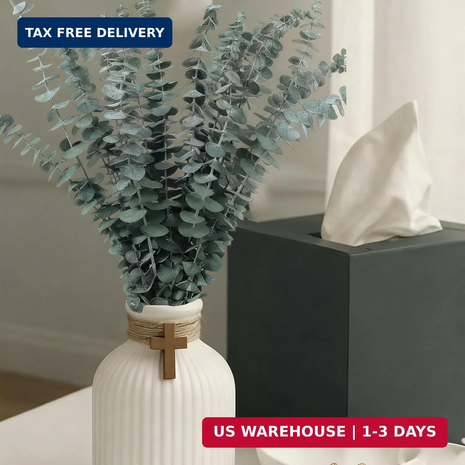 16 Pcs Dried Eucalyptus Stems, 17″ Real Preserved Eucalyptus Bouquet for Wedding