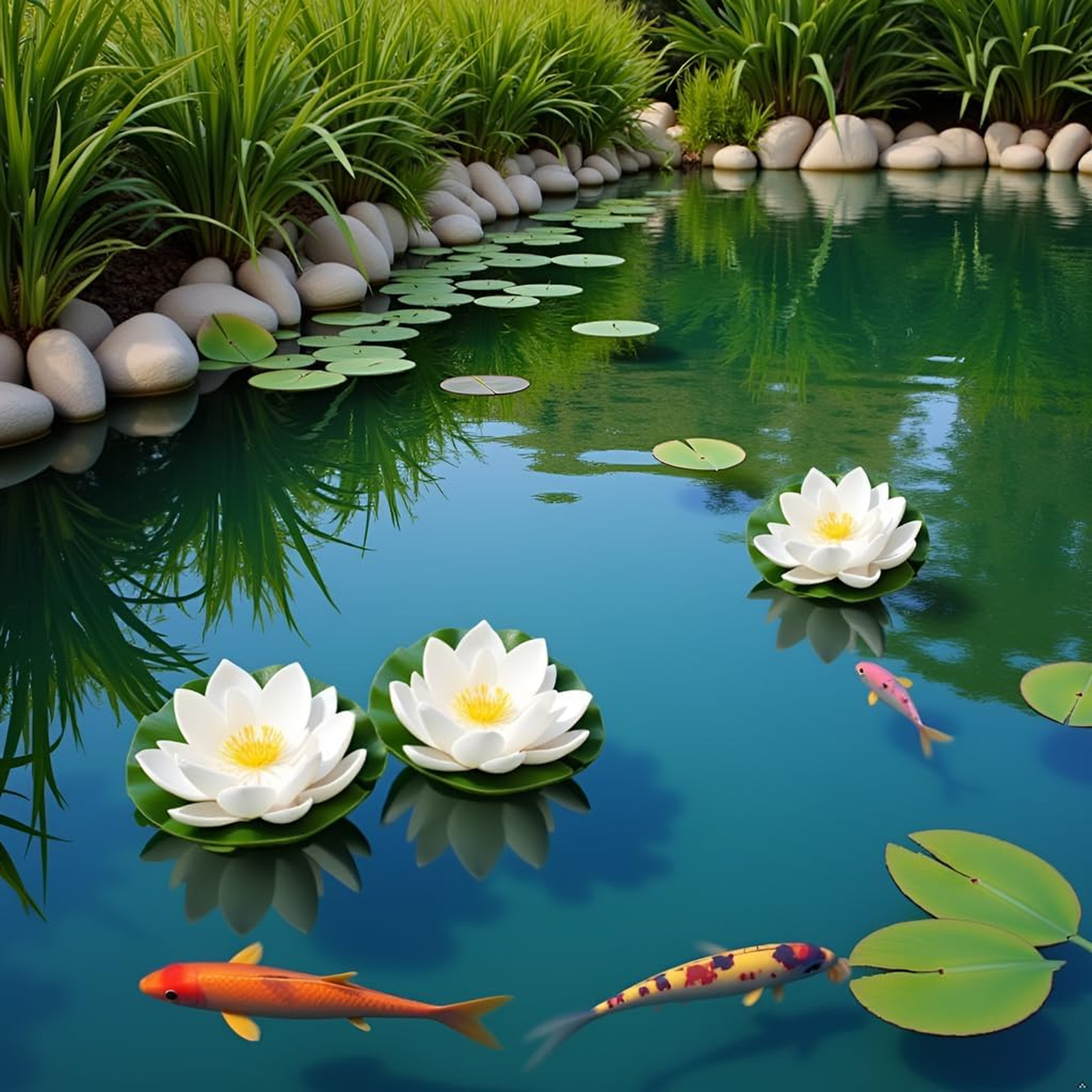 Floating Lotus Flowers Set of 6 White Artificial Water Lily Pond Decor Faux