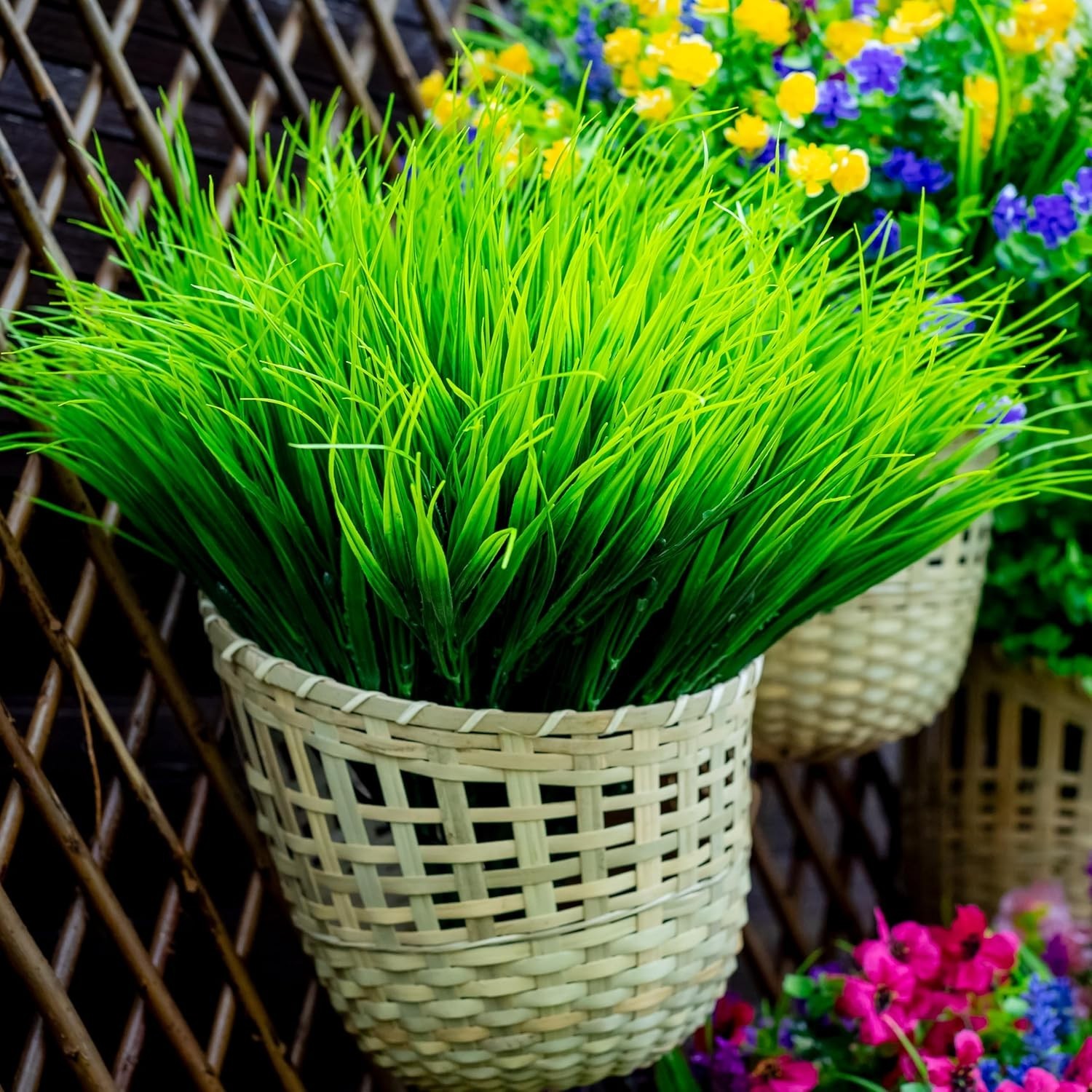Outdoor Artificial Monkey Grass Bundles UV Safe Fake Plants For Patio