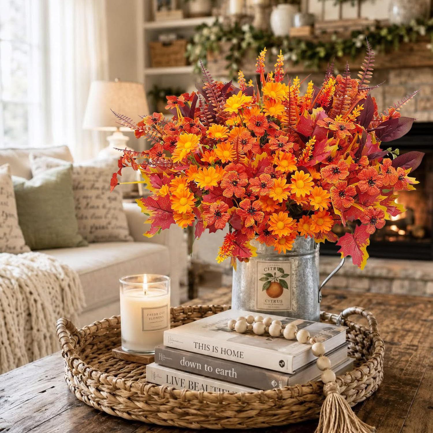 18 Bundles UV Resistant Artificial Fall Flowers for Indoor & Outdoor Decor