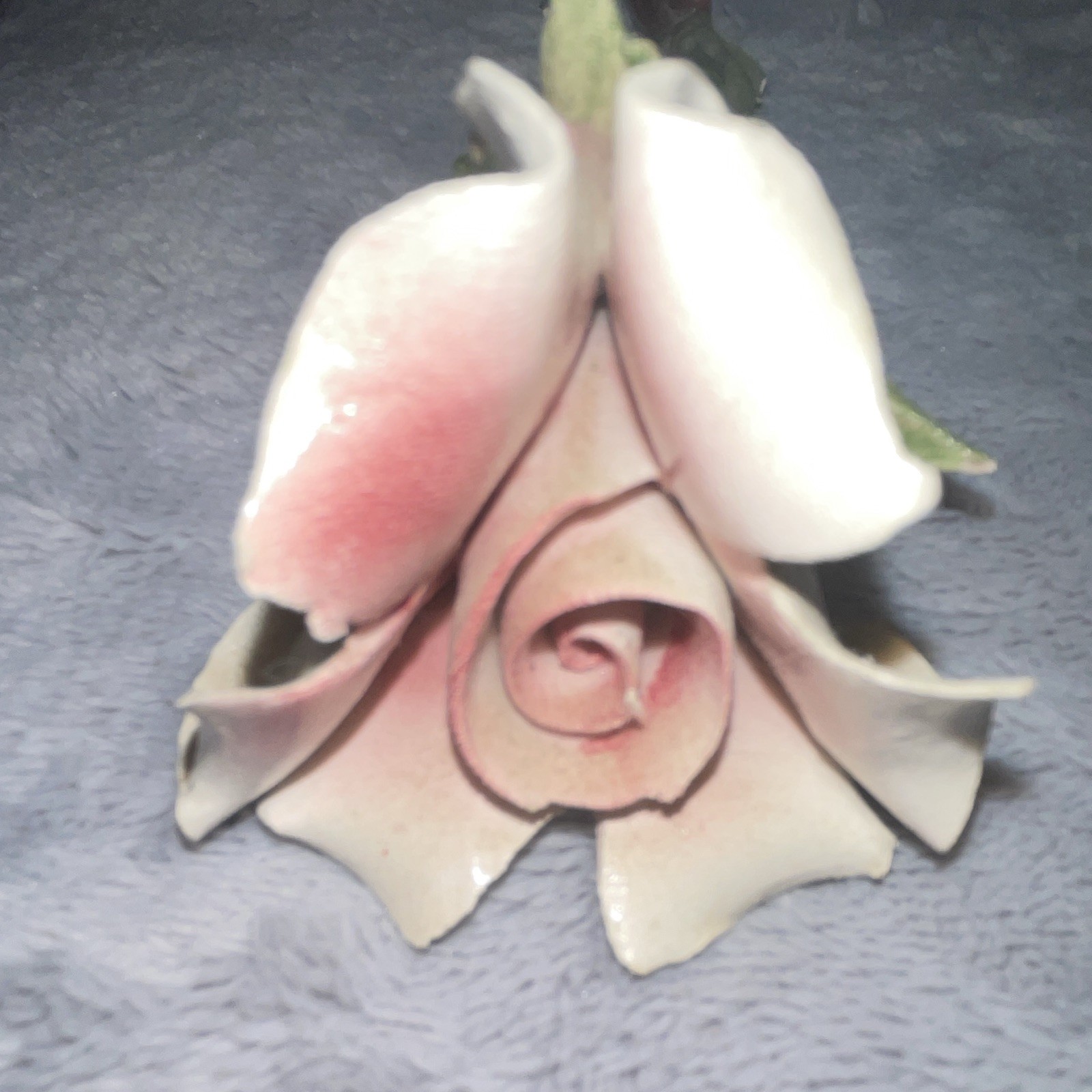 Ceramic Artificial Rose Floral Pick, Twig & Stem – Pink White Green Brown