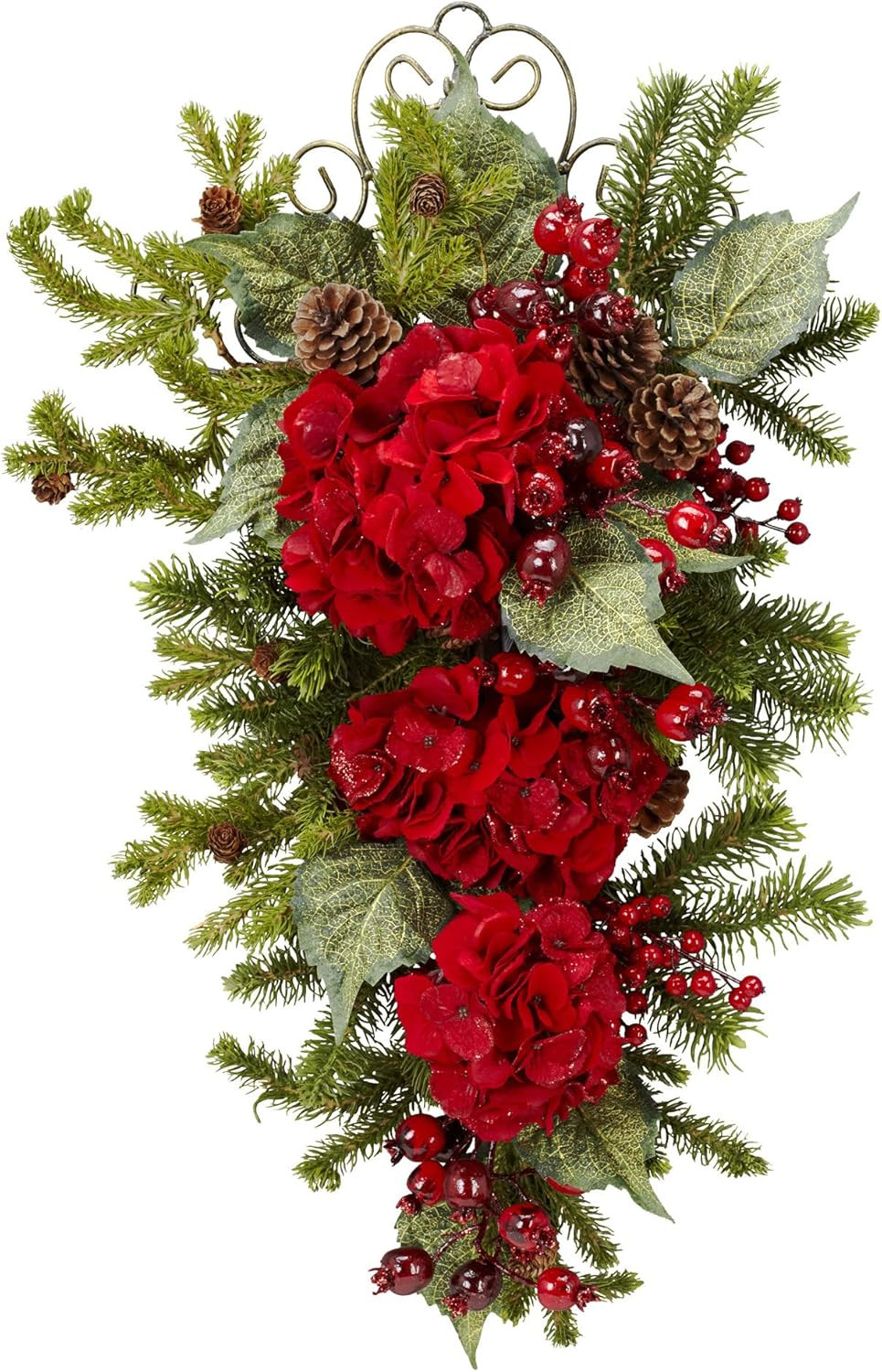 27″ Christmas Hydrangea Teardrop Decoration for Festive Cheer