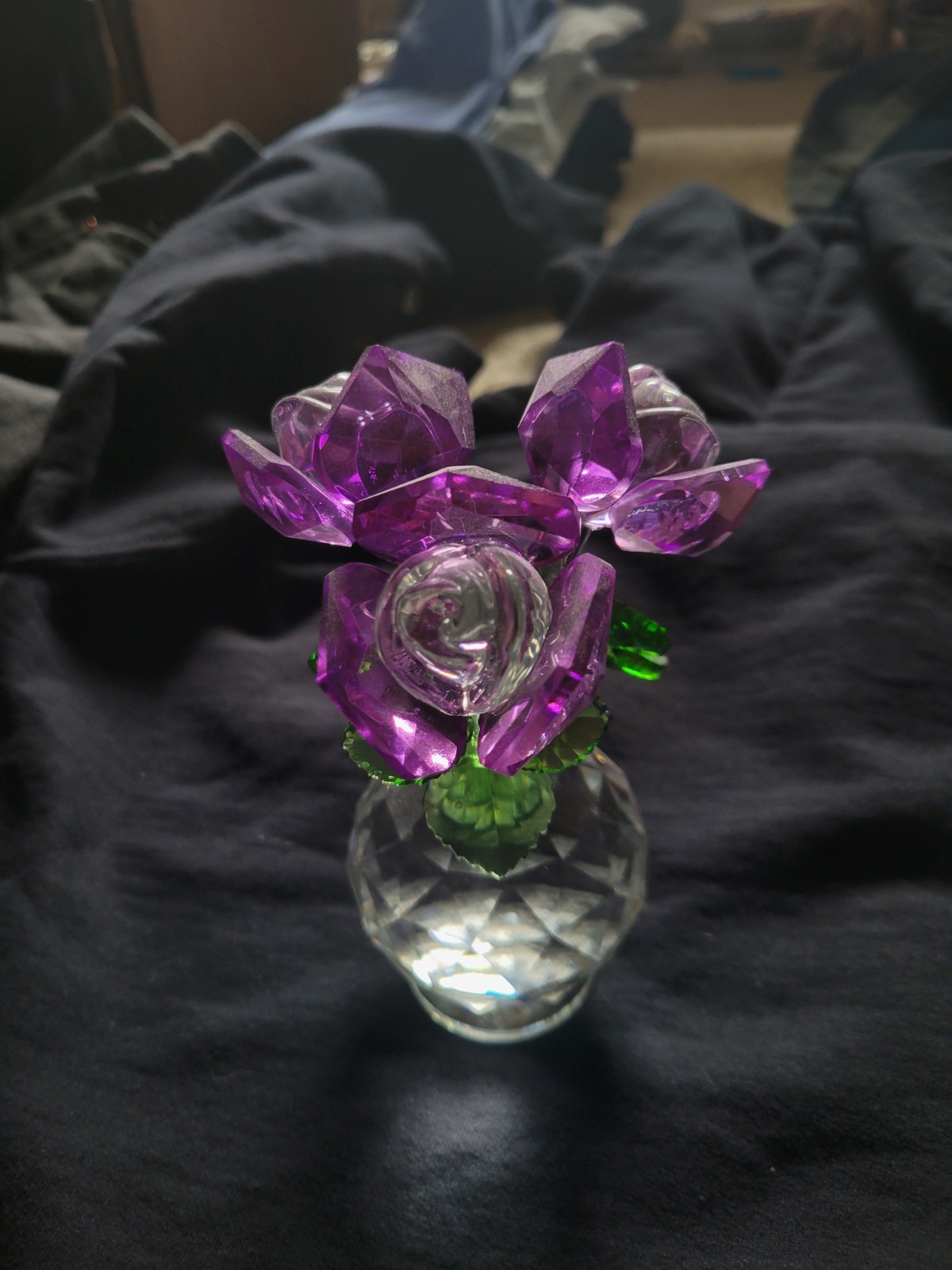 Crystal Gemstone Rose Flower Colourful Rose Bouquet Eternal Ornament Gift