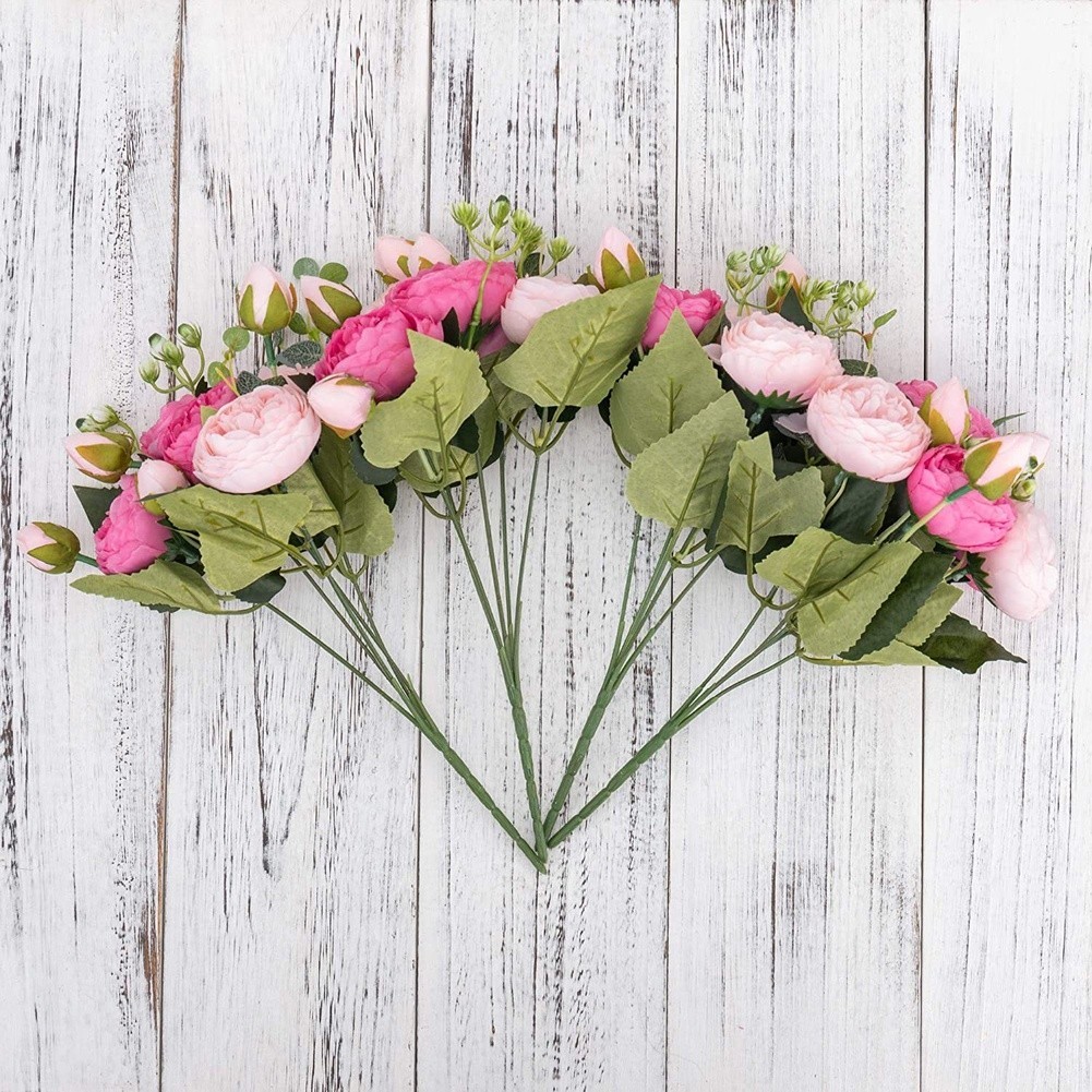 5 Head Persian Peony Silk Flowers Wedding Home Decor Fake Roses Bouquet