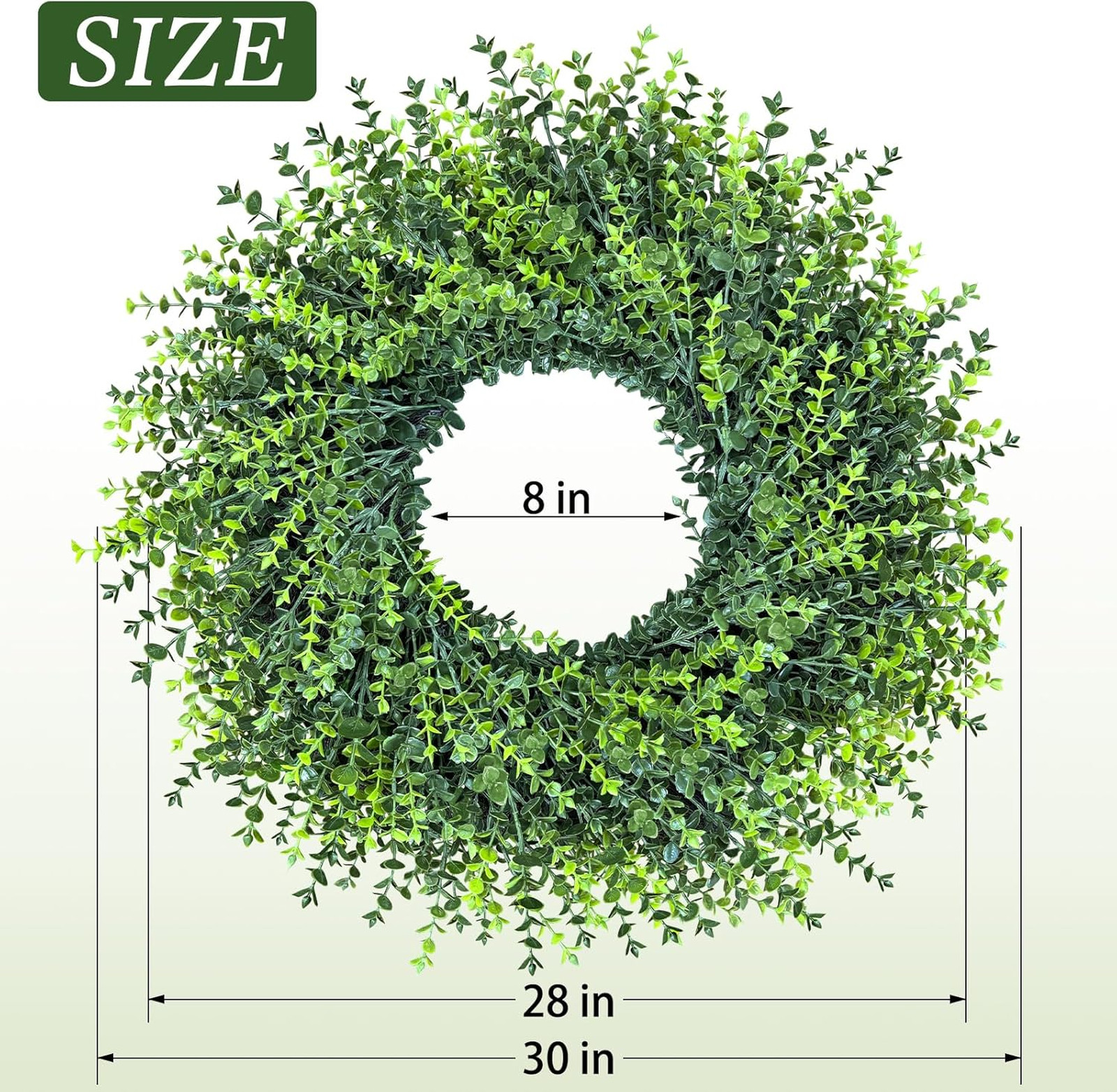 28 Inch Large Boxwoods Door Wreath for Front Door Spring Summer Fall Winter All