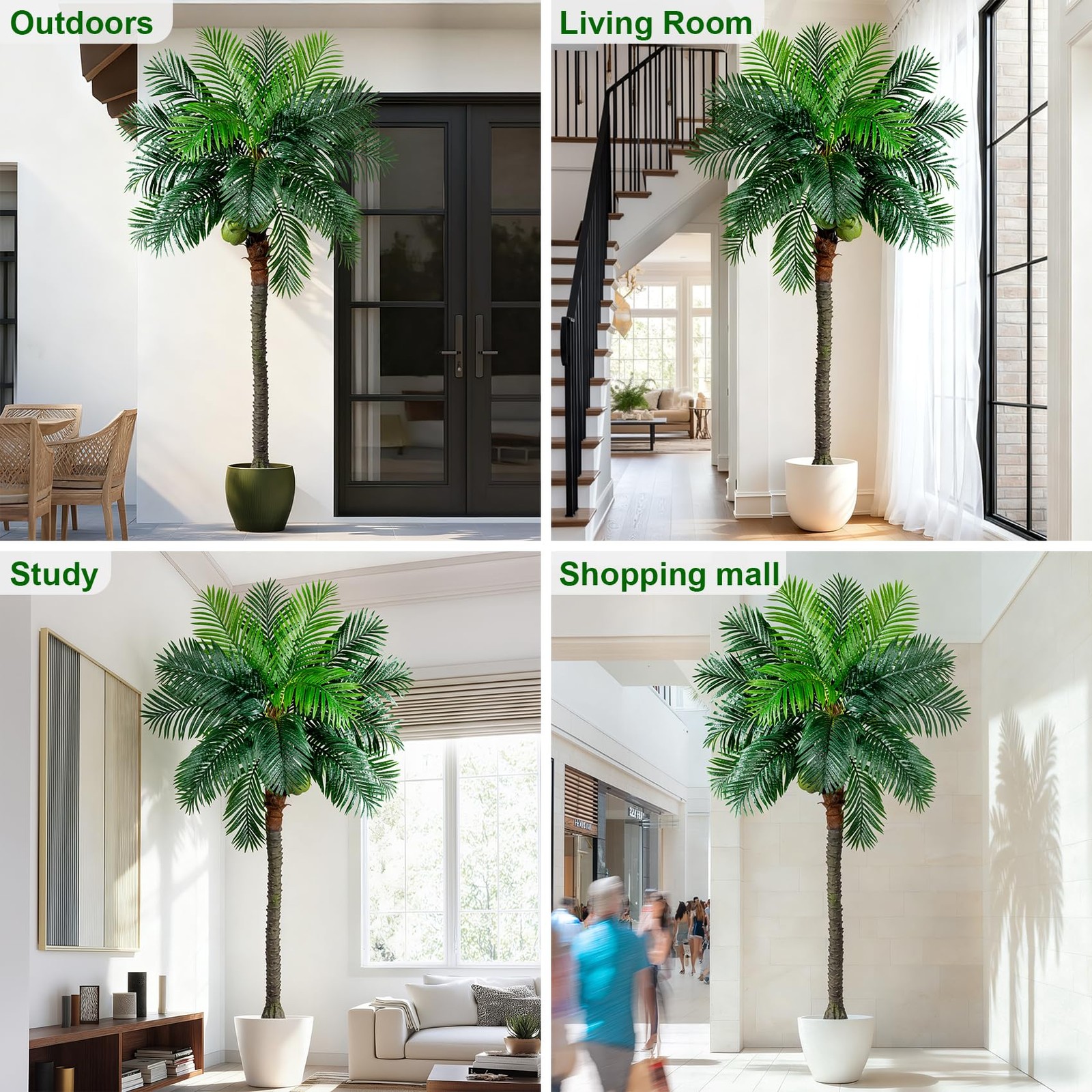 9FT Large Artificial Palm Tree Big Faux Tropical Phoenix Trees Indoor Outdoor…