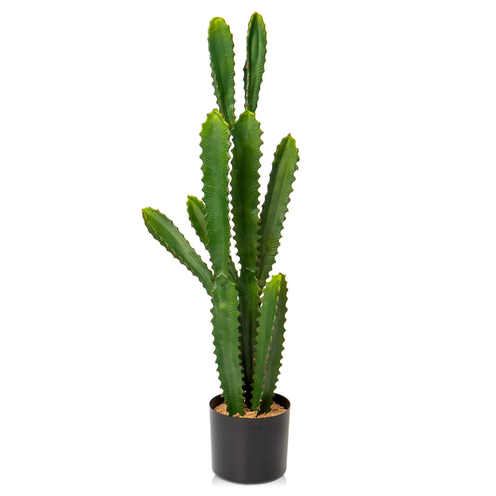 32.5″ Tall Fake Cactus Plant Potted ‘Euphorbia Accruensis’ – Large Artificial…