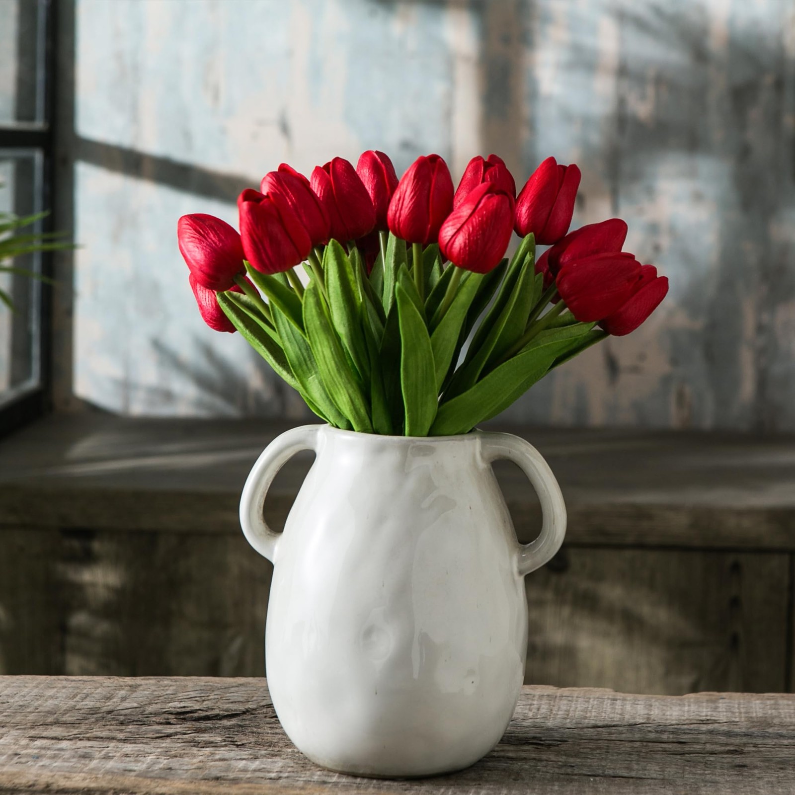 20 PCS 13 Inch Red Artificial Tulip Flowers Silk Fake Bouquets Home Decor
