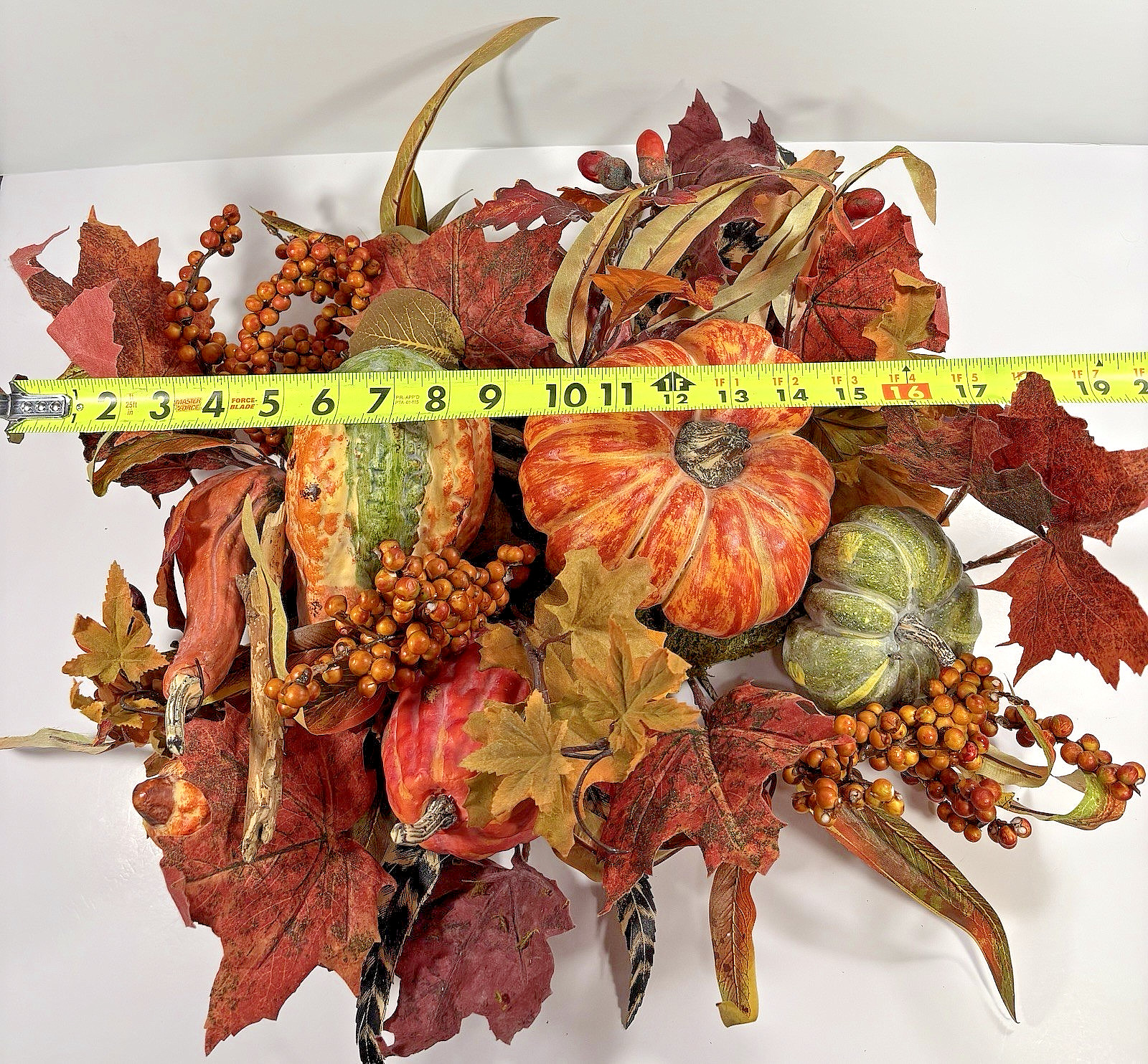 Thanksgiving/Fall Leaves Gourd Centerpiece w/ Twigs Oval Arrangement 19”