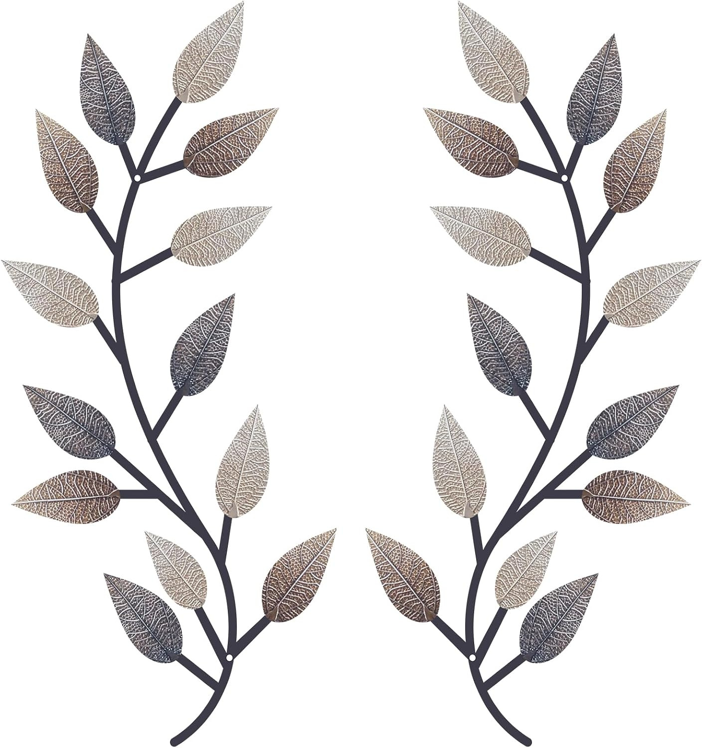 2 Pieces Metal Tree Leaf Wall Decor Vine Olive Branch Leaf Wall Art