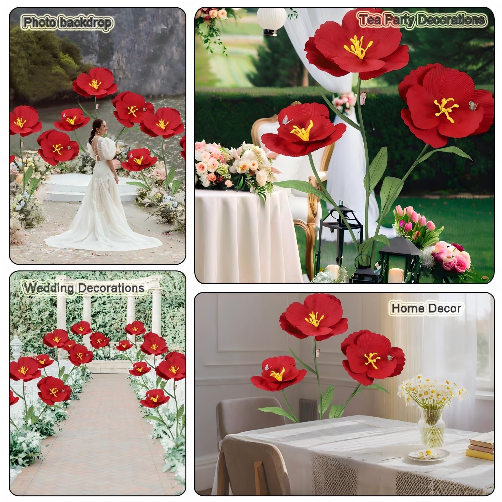 3PCS Giant Artificial Flowers Large Felt Fabric Flower Decorations for Room B…