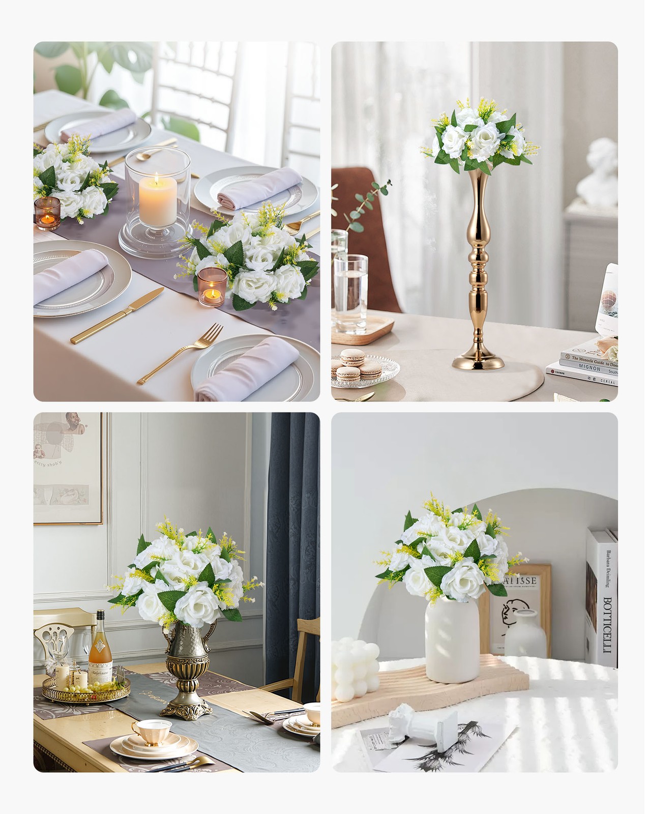 VEVOR Flower Balls Wedding Centerpieces 9.5-Inch Fake Flower Arrangement 10 PCS