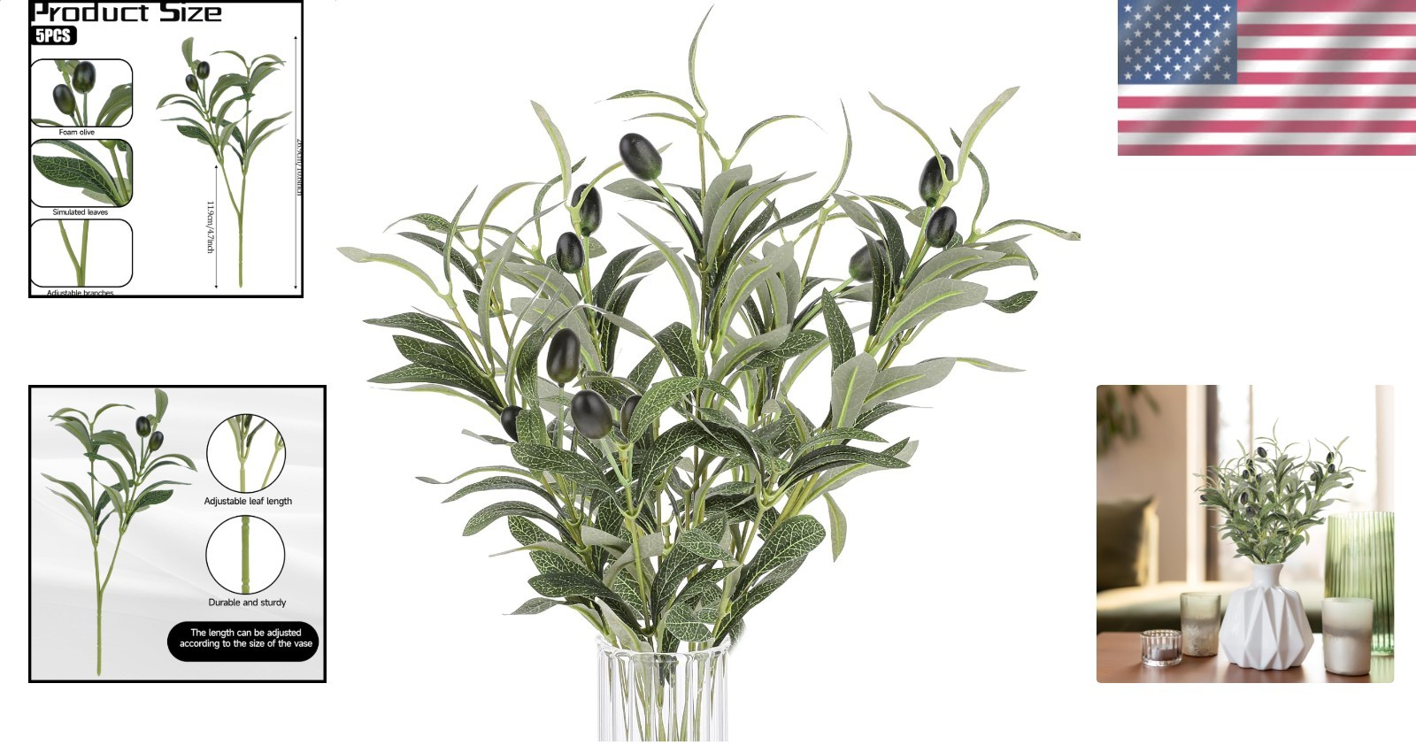 Vibrant Green Faux Leaves Indoor Centerpiece Decor