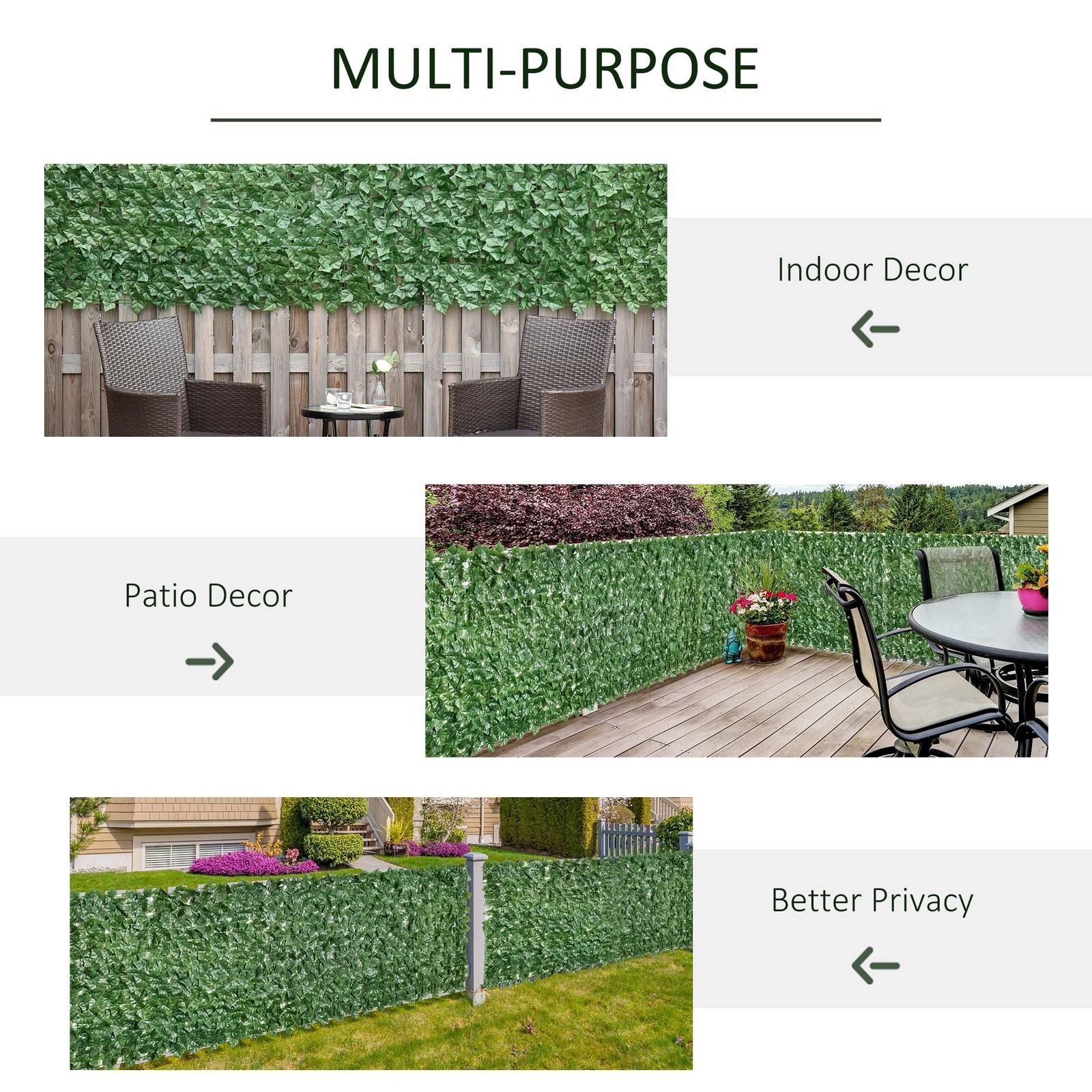 118″ x 39″ Artificial Ivy Privacy Fence, Wall Screen Faux Greenery