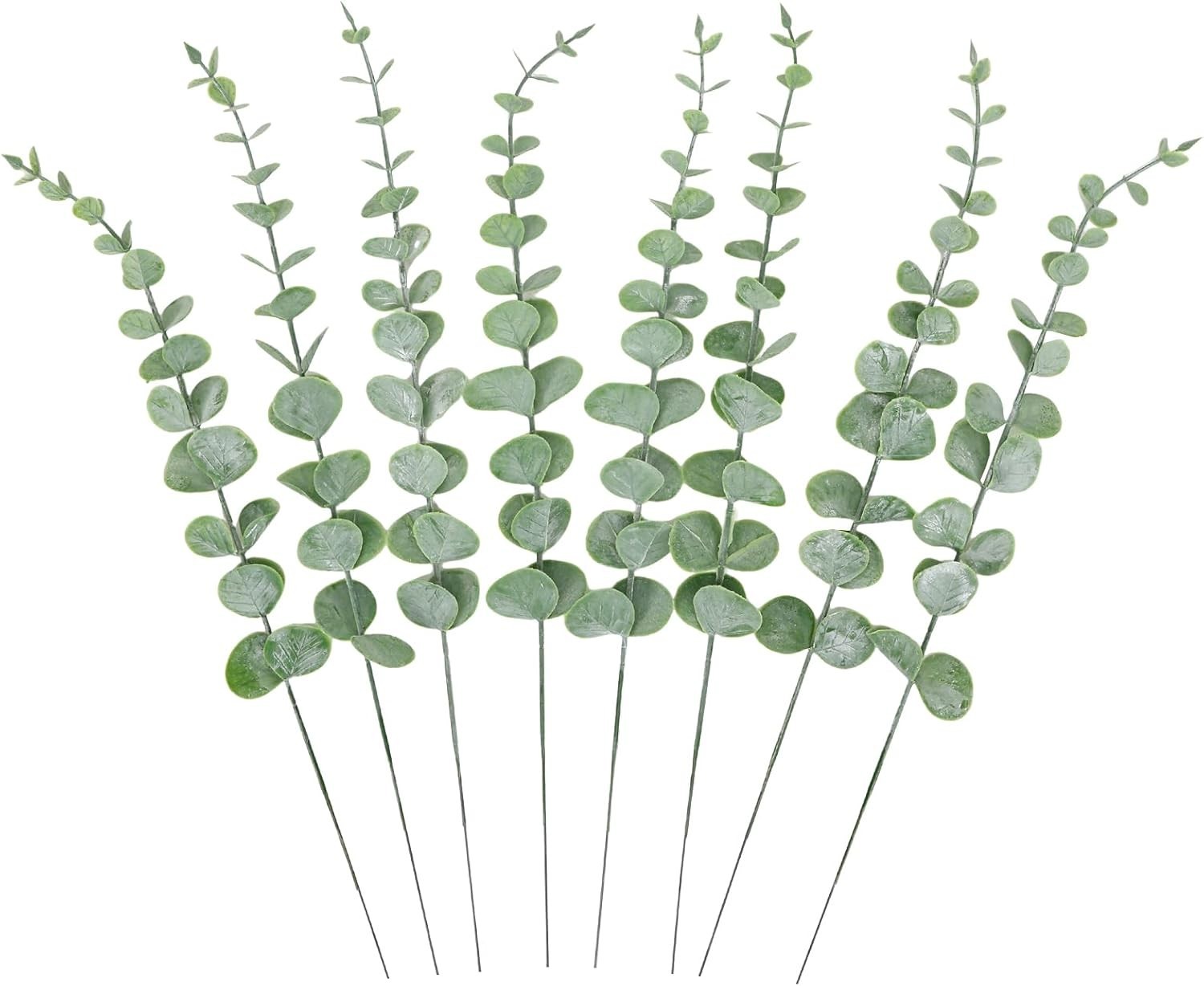 8pcs Grey Green Artificial Eucalyptus Stems – 14.1 Inch Floral Decor for Wedd…