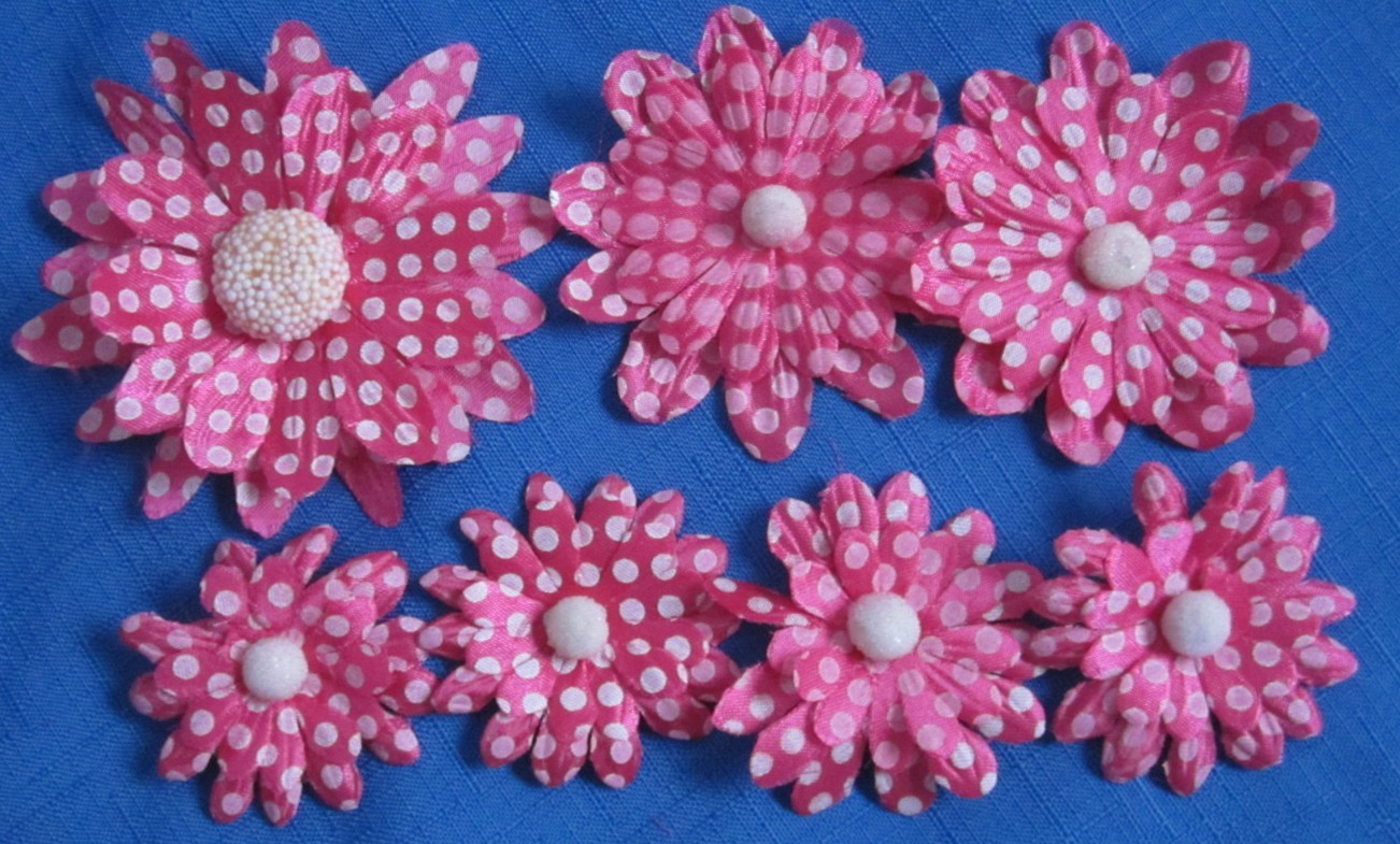 #9 Lot-38 Used Silk Flower Blooms Polka Dot Daisy 1.5-3.5″ Multiple Colors