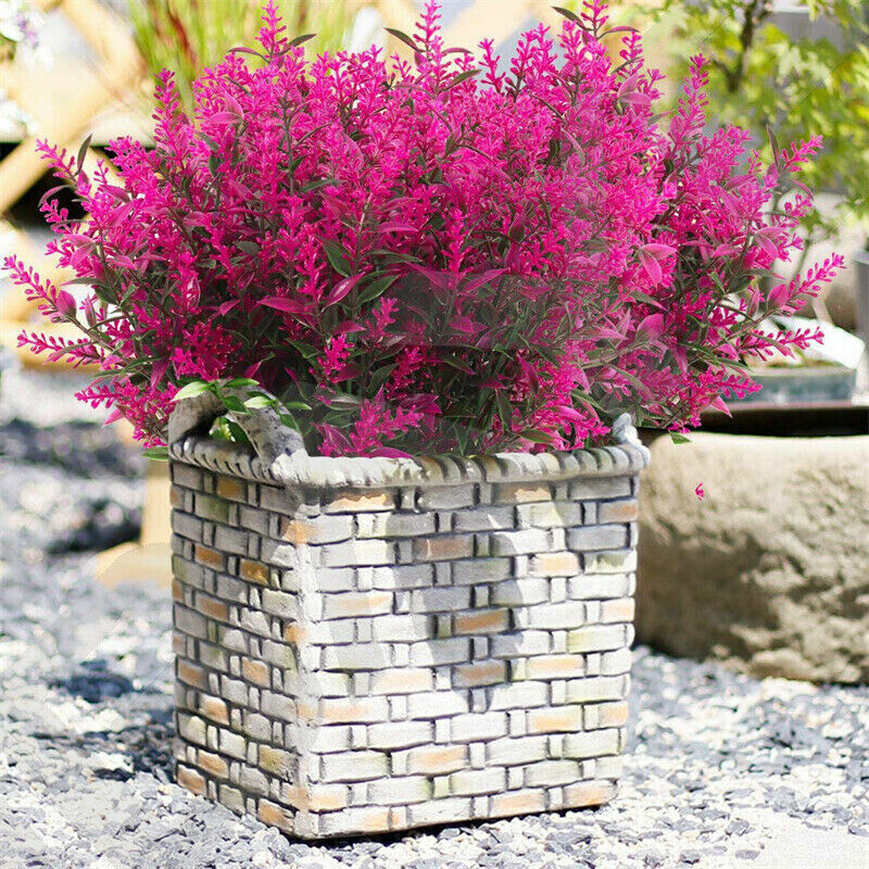 8 Bundles Artificial Flowers UV Resistant Fake Plants Outdoor Home Garden Decor