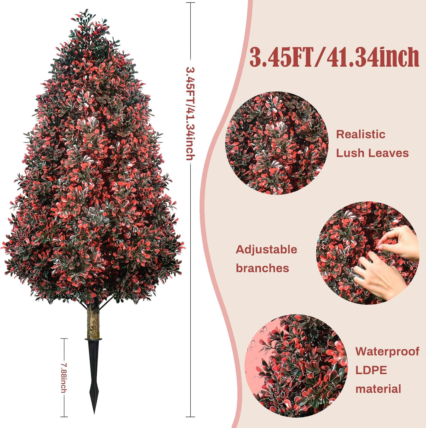 Set of 2 UV Rated 3.1FT Artificial Cedar Topiary Trees for Indoor/Outdoor Decor