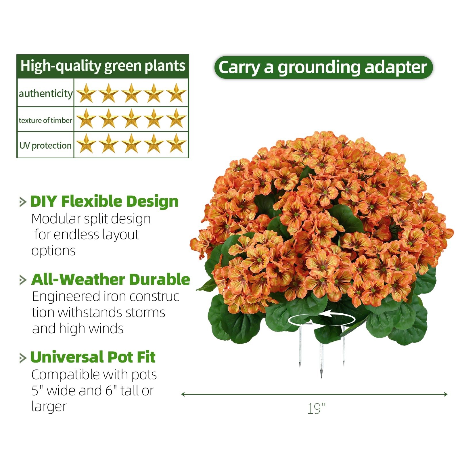 18″ Faux Geranium Flower Ball – UV Resistant Fall Decor for Porch, Garden & Than