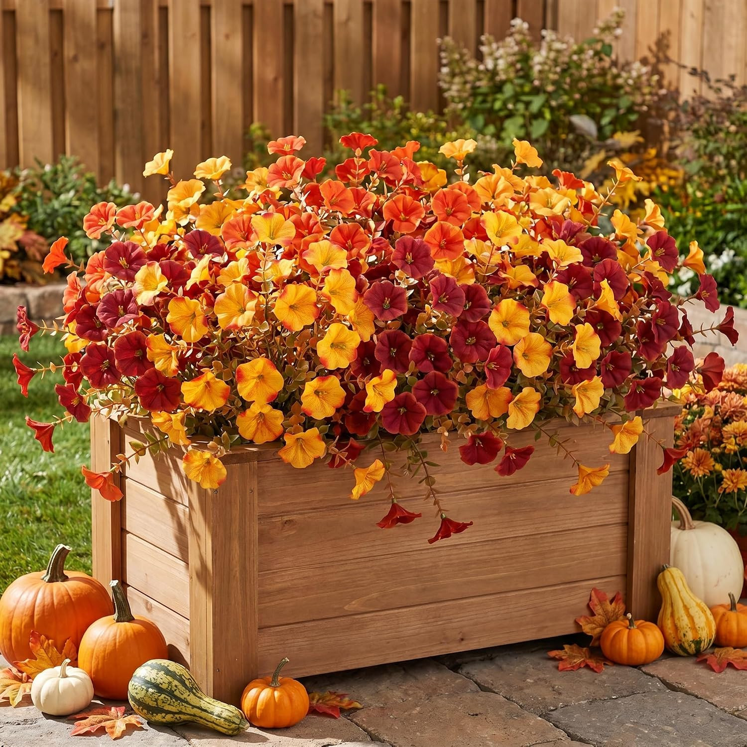 24 Pcs Artificial Fall Flowers for Outdoors Decor, Mixed Orange | Realistic Morn