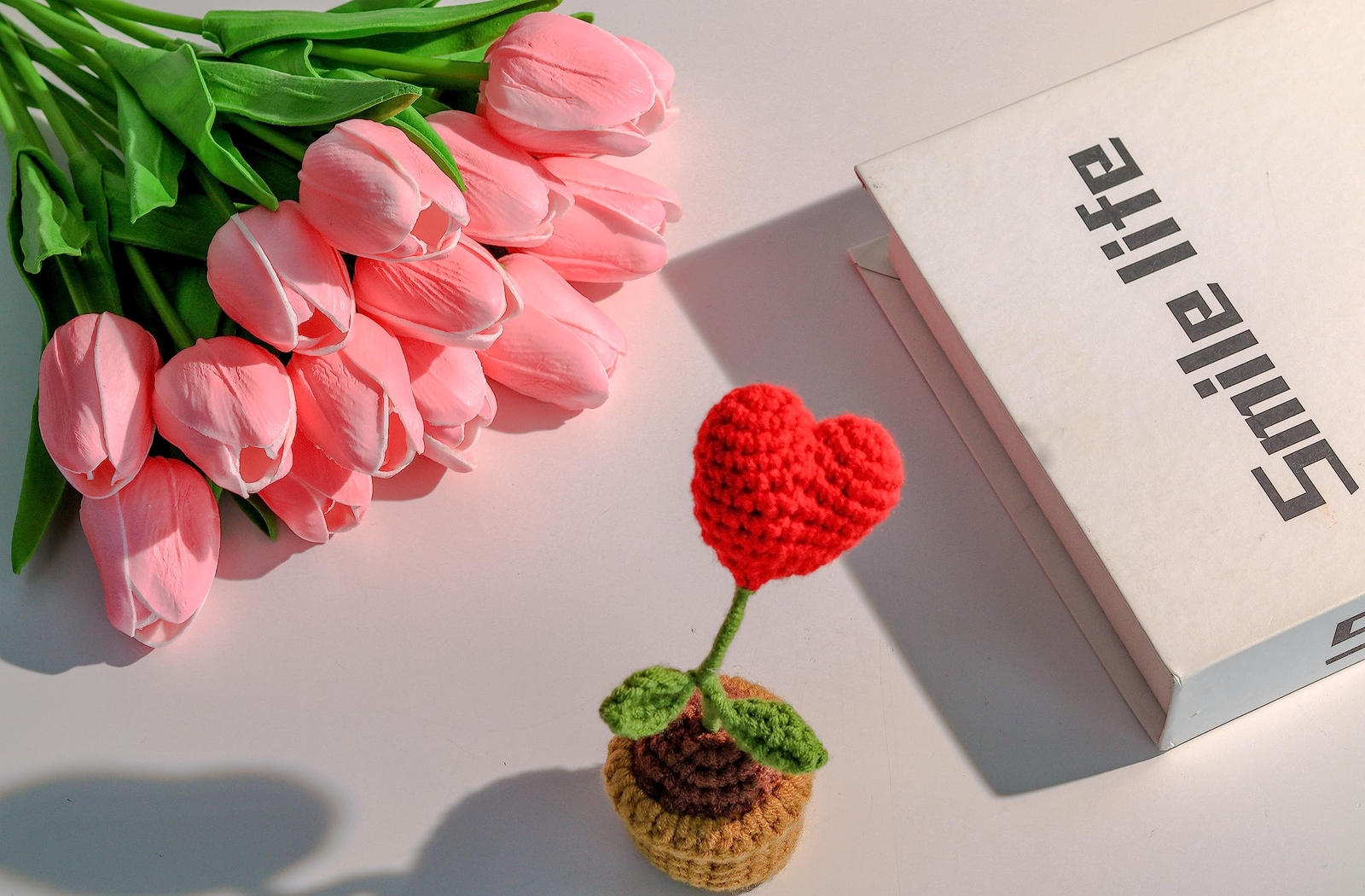 15pcs Fake Tulips Artificial Flowers Real Touch Pink 14″ Silk Flower for Home…