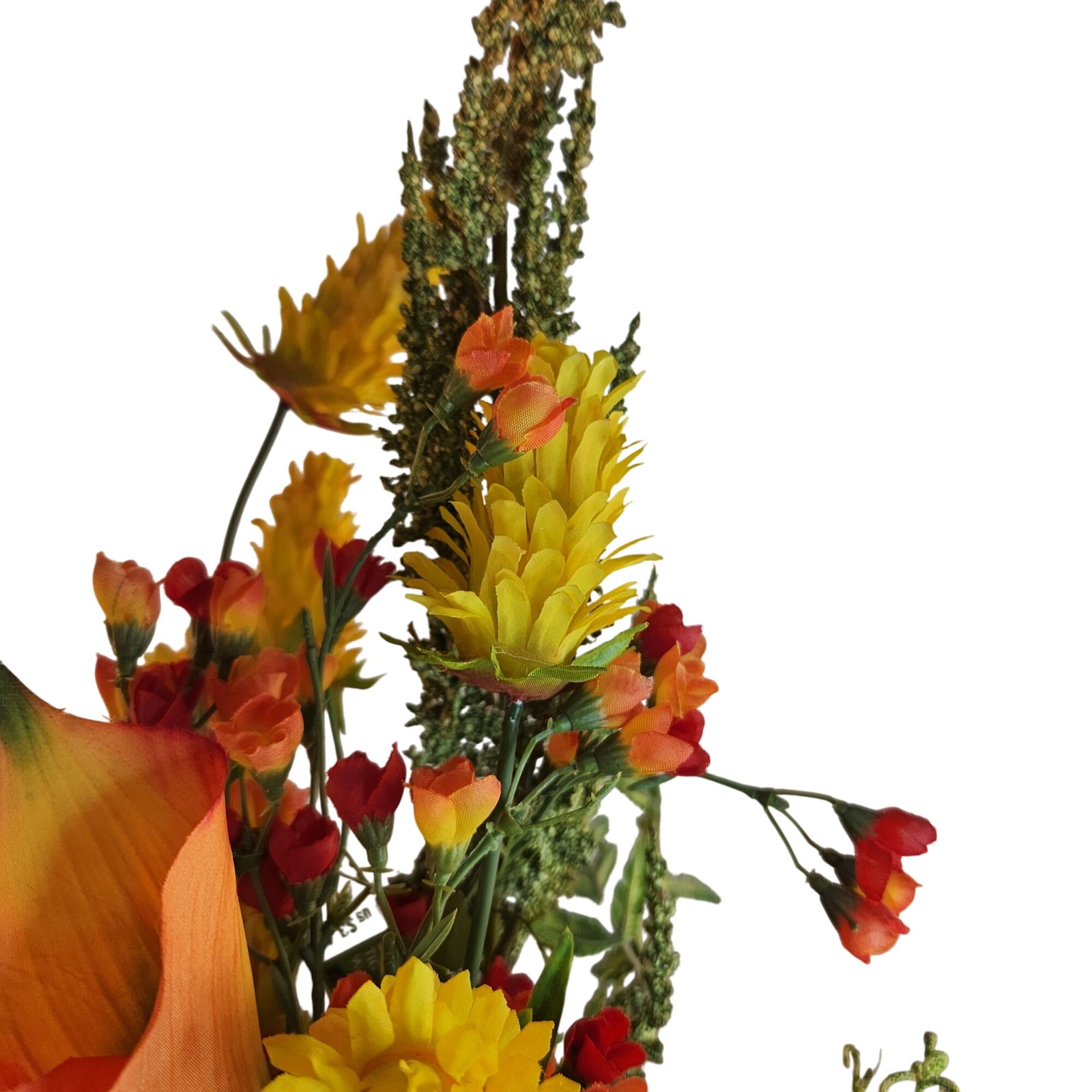 Artificial Flower Bouquet With Orange Calla Lilies, Yellow Cone Flowers Wild Mi