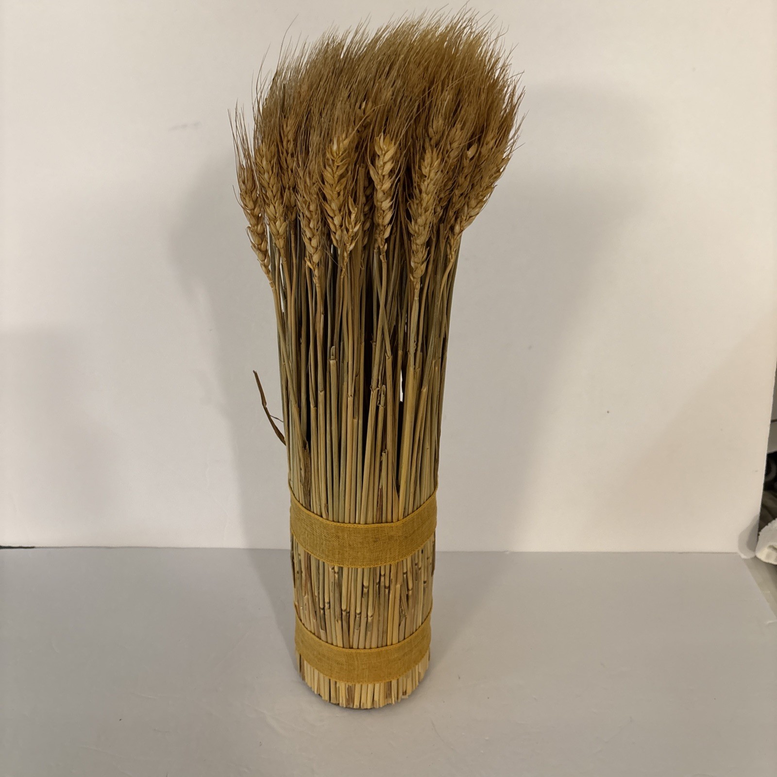 Large Bundle Natural Dried Wheat Sheaf Floral Arraignment Wrapped 19” Tall