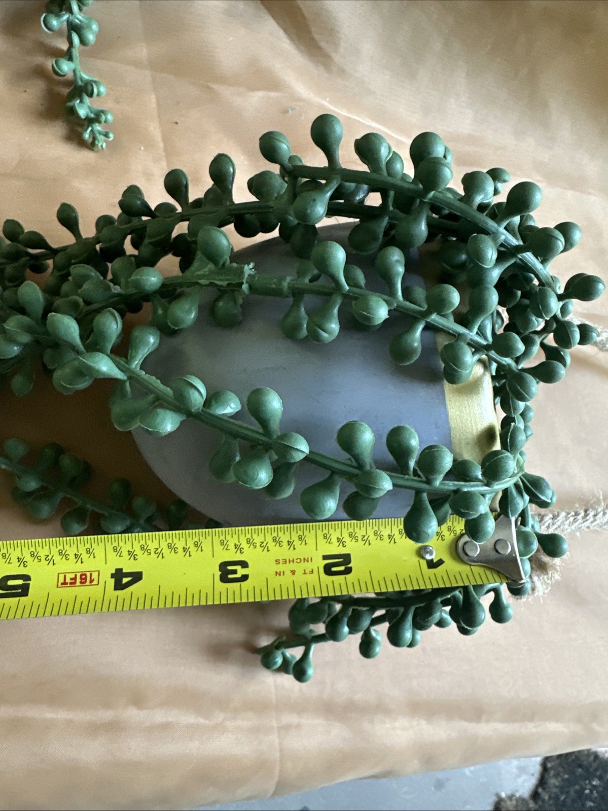 String Of Pearls Plant Set Artificial Hanging Decor Grey And Gold Pot Set 2