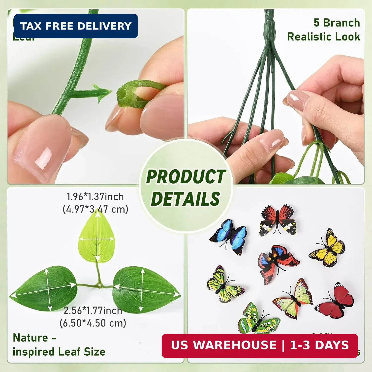 BLEUM CADE Fake Hanging Plants, 2pcs Artificial Pothos Vines Faux Plants Greener