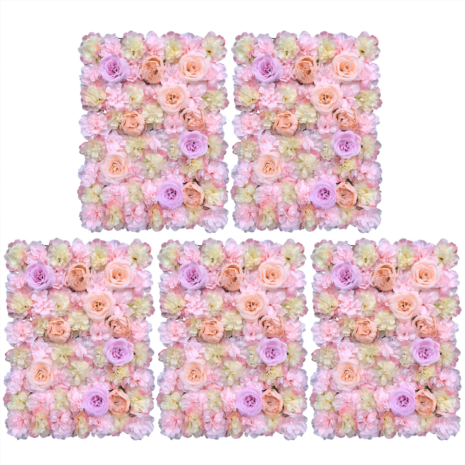 5X Artificial Flower Wall Panels Flower Floral Wall Mat Backdrop Wedding Decor