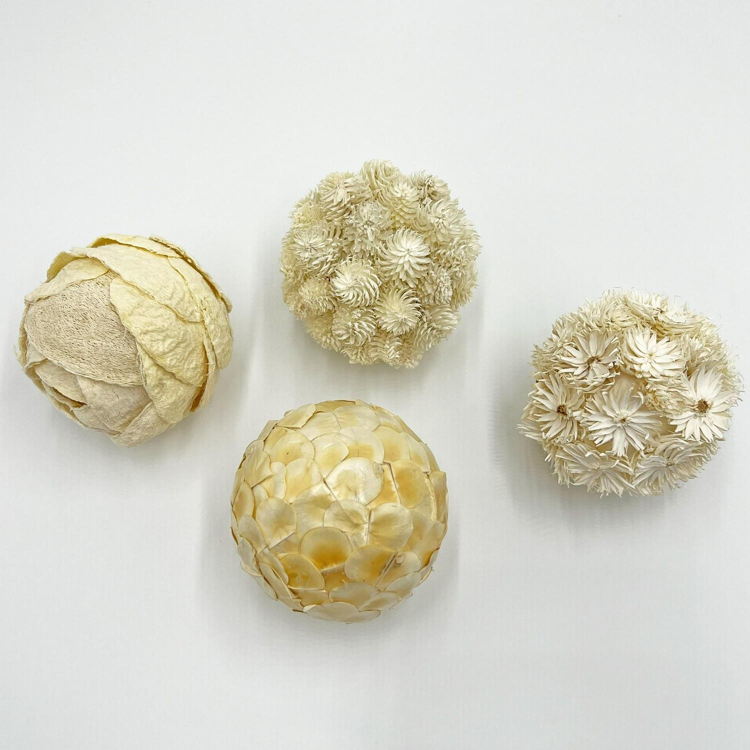 Preserved Decorative Conifer And Pinecone Topiary Balls – White – Set Of 4