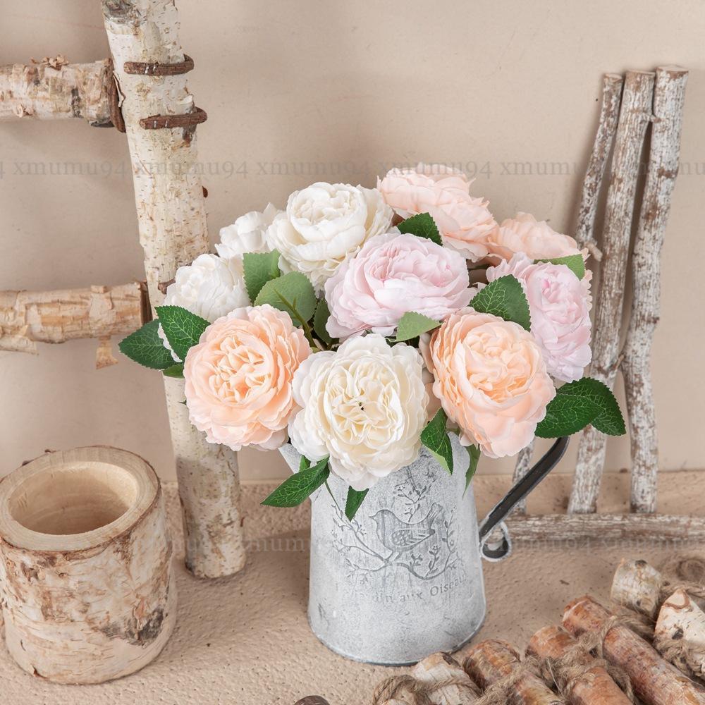 1/5/10Pcs Silk Artificial Fake Peony Flower Heads Bulk Craft Wedding Party Decor