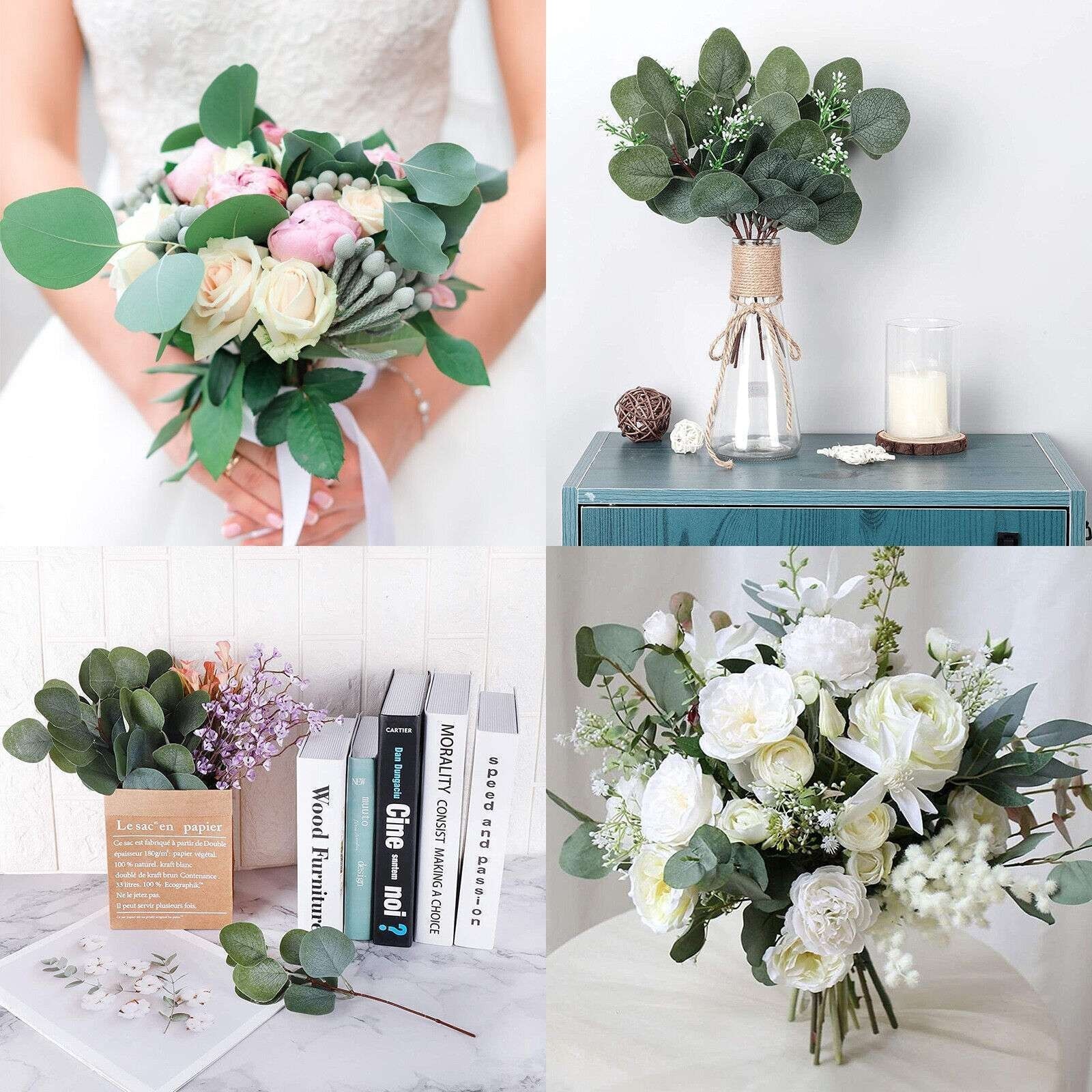 10-30 Artificial Eucalyptus Leaves Stems Garland Wreath Plant Home Outdoor Decor