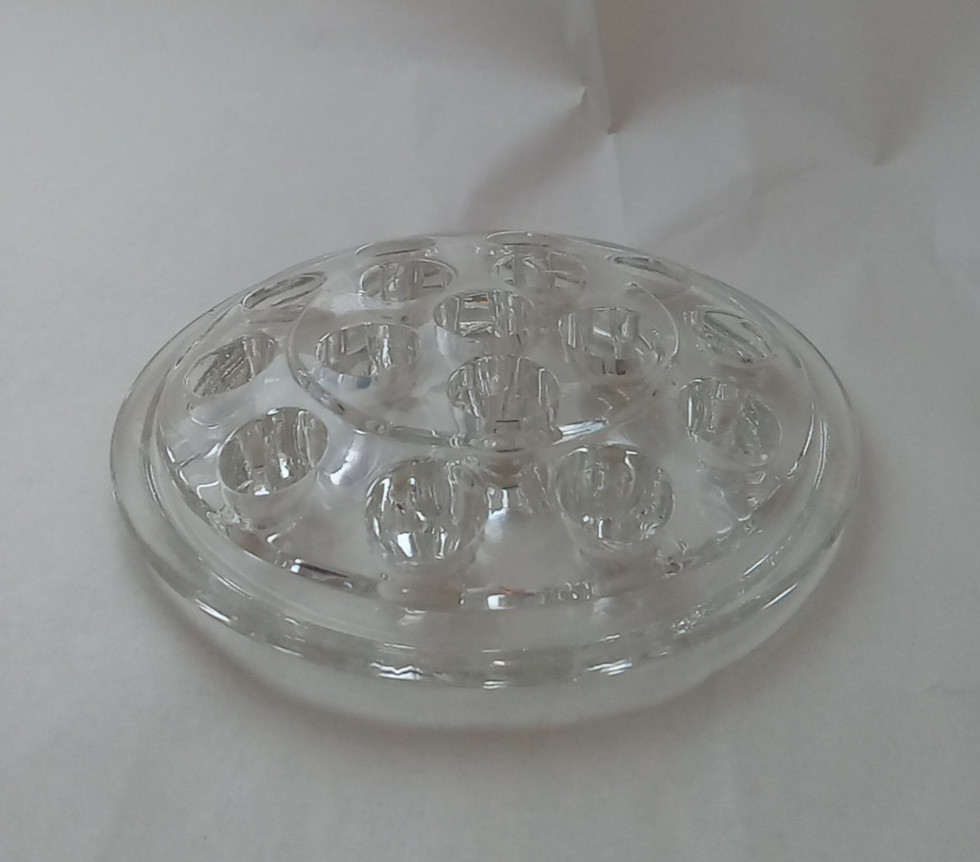 Flower Frog Floral Arrangements Clear Glass 3.25″ 11 hole – 5″ 16 hole Lot of 2