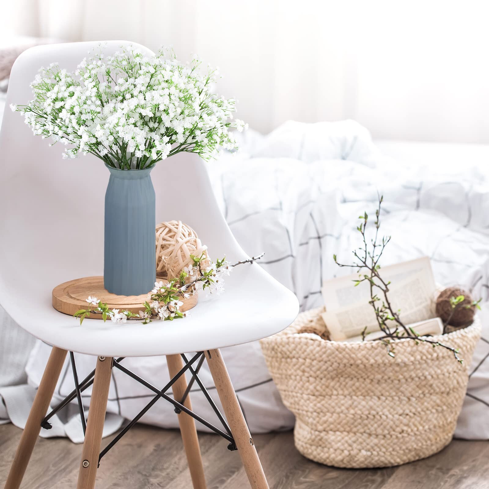 Tigeen 80 Pcs Artificial Baby Breath 20.5 Inch Gypsophila Flowers Bouquets Fa…
