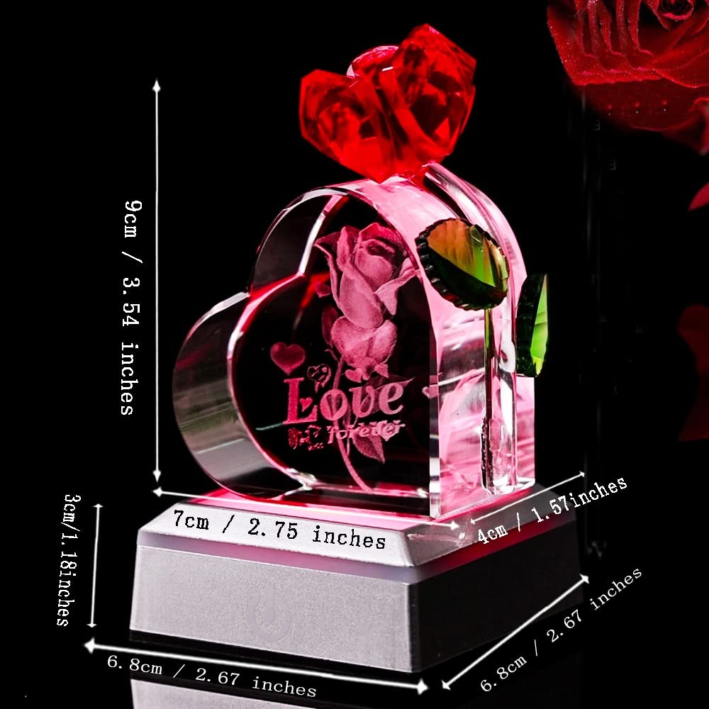 Heart Shaped Crystal Rose Valentine’s Day Home Decoration Gift For Wife Mom