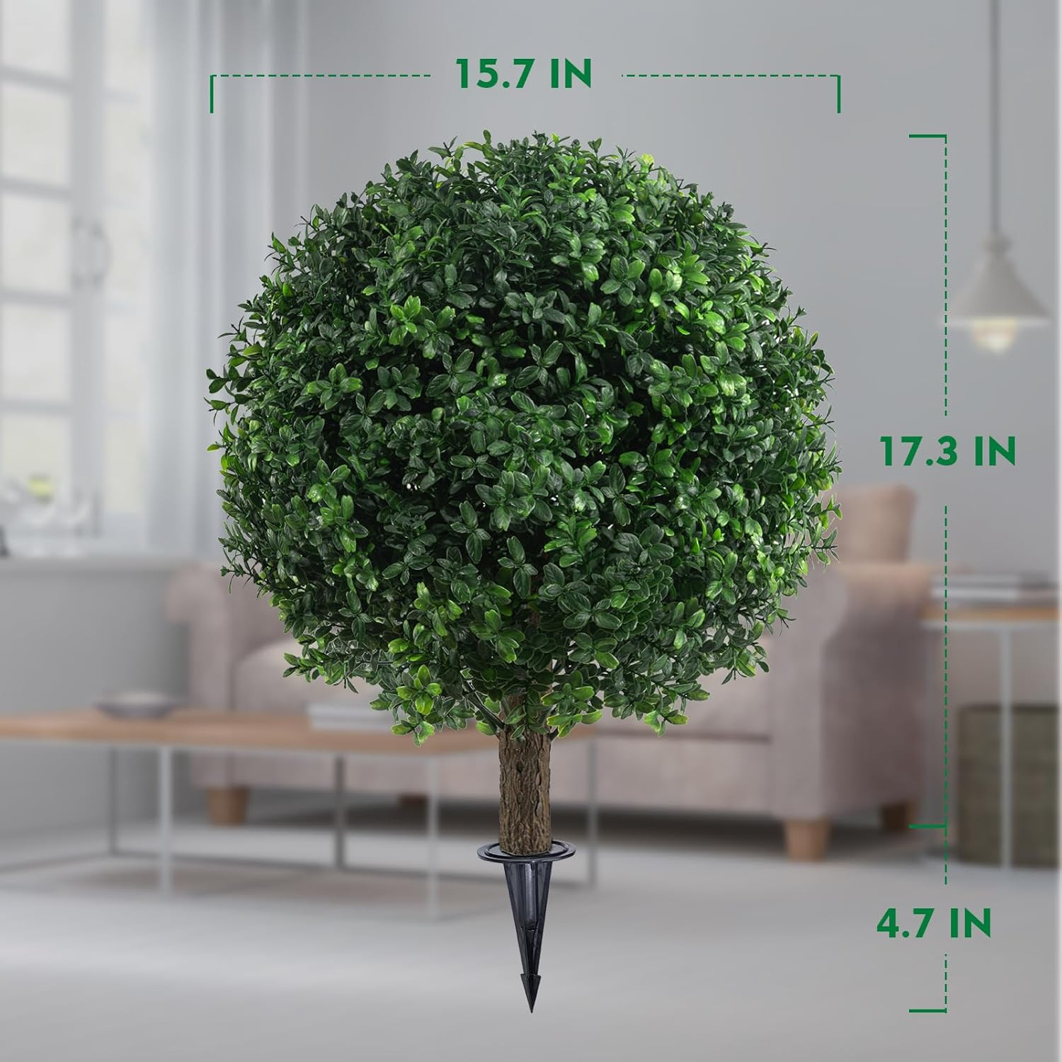 UV Resistant 24″ Artificial Boxwood Topiary Bushes – 2PCS, No Maintenance, Easy