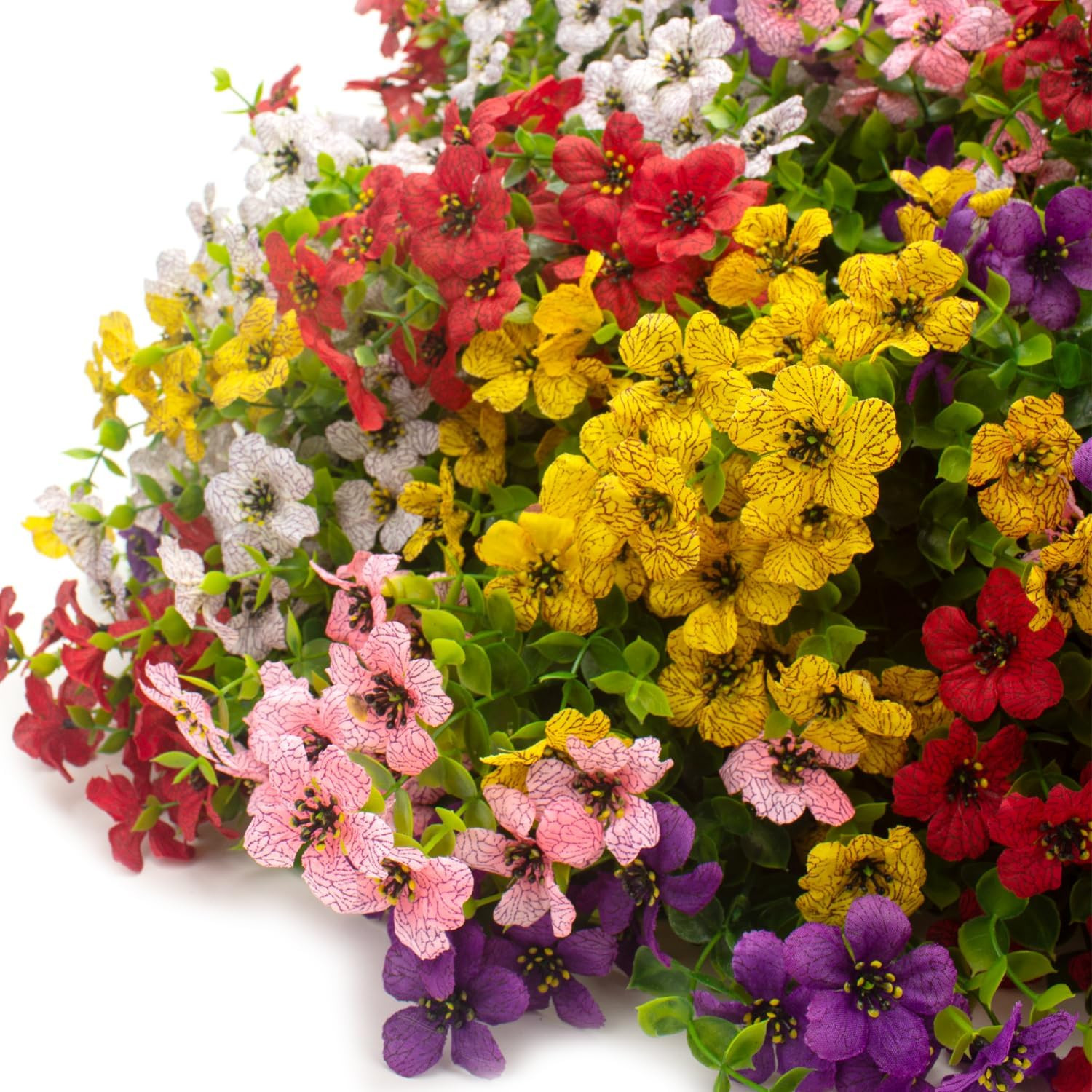 Grunyia 20 Bundles Artificial Flowers for Outdoors, UV Resistant Fake Plants Flo