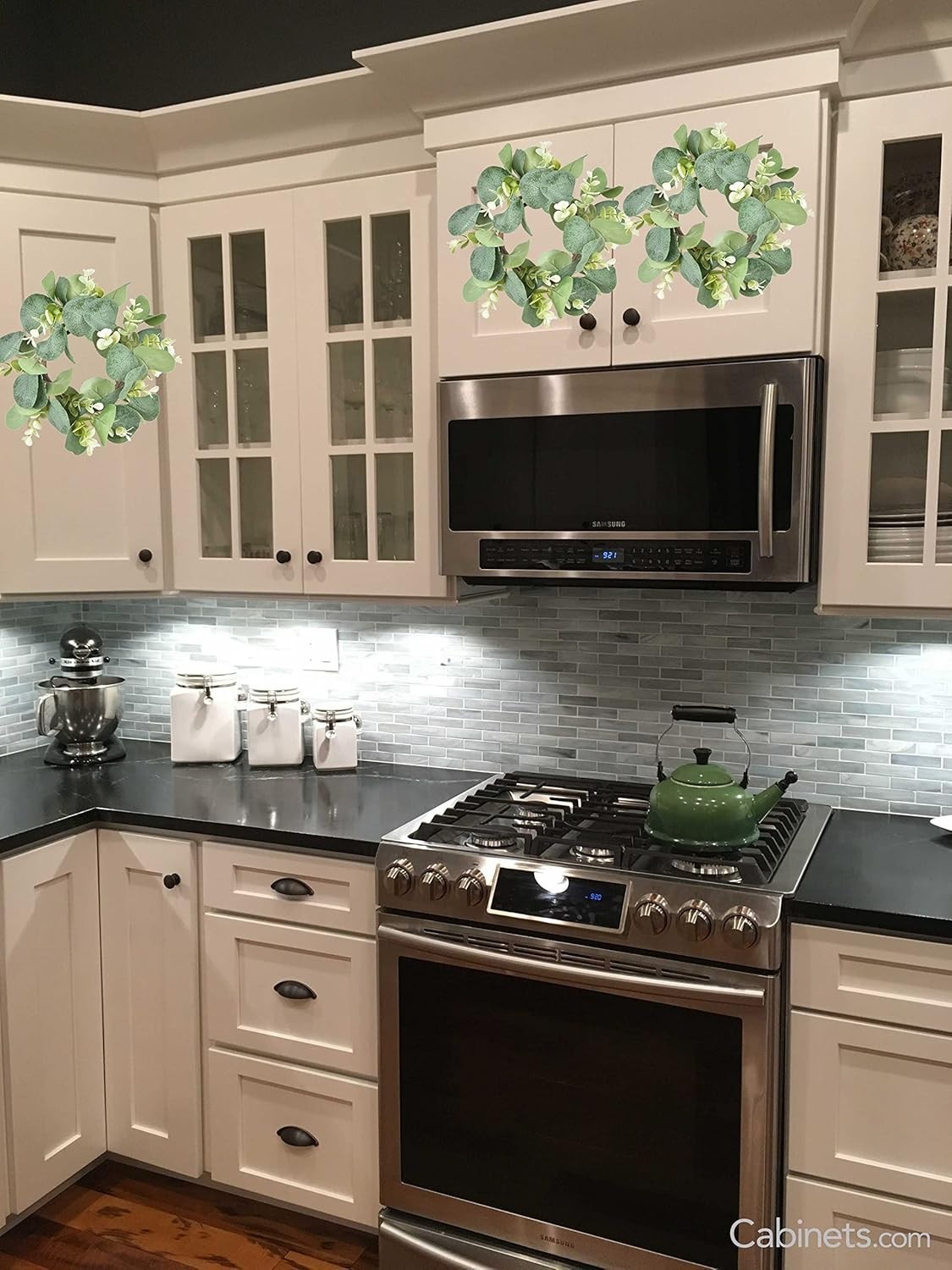 Eucalyptus Faux Kitchen Cabinet Artificial Greenery Farmhouse Wreath for Door…