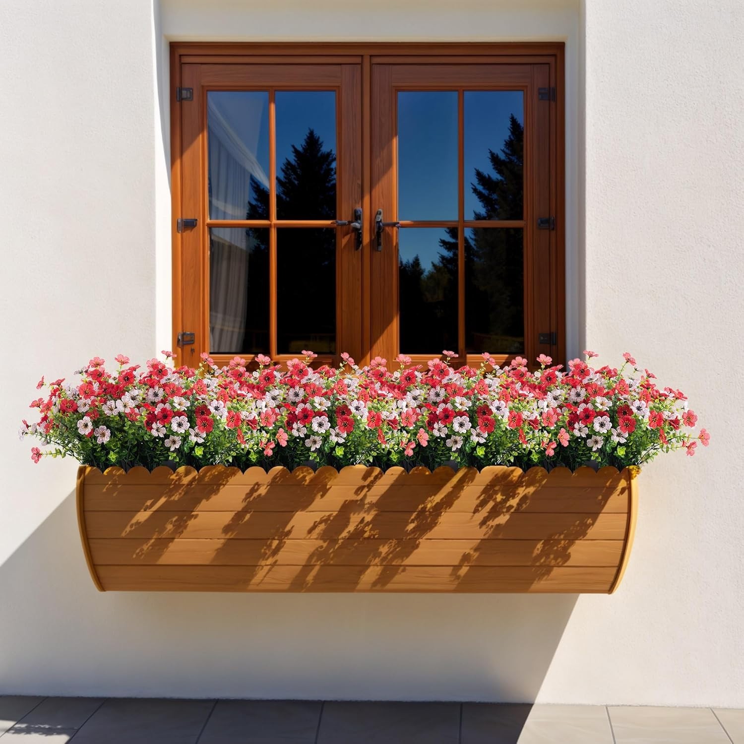 Artificial Silk Flowers Hanging Baskets Outdoors Indoors,Daisy Red and White