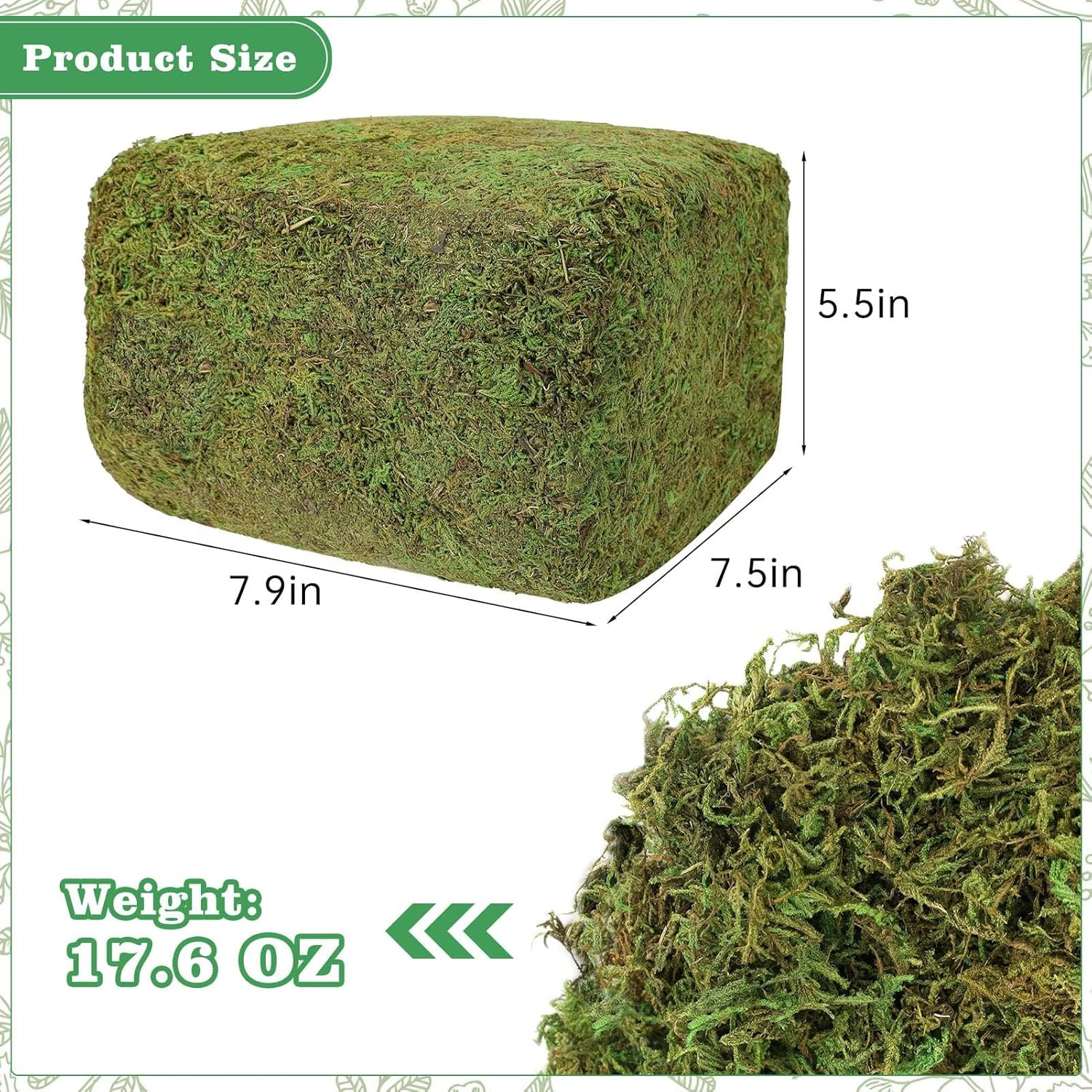 17.6 OZ Large Capacity Artificial Moss for Potted Plants,Natural Fake Moss Grass