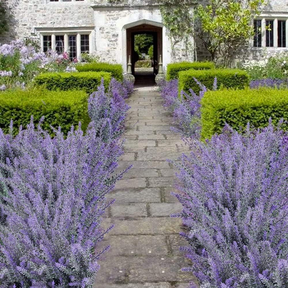 4 Pcs Flocked Plastic Lavender Bundle for Wedding Home Kitchen Table Decor