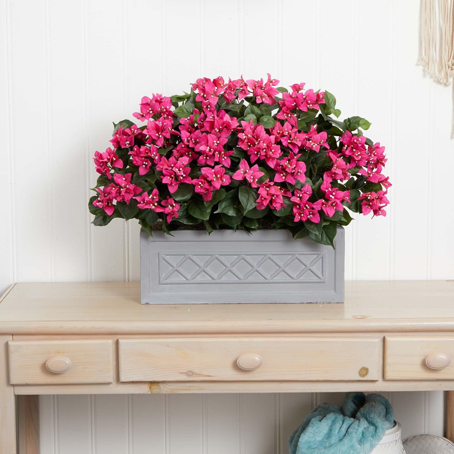 30″ Bougainvillea Artificial Plant in Stylish Stone Planter