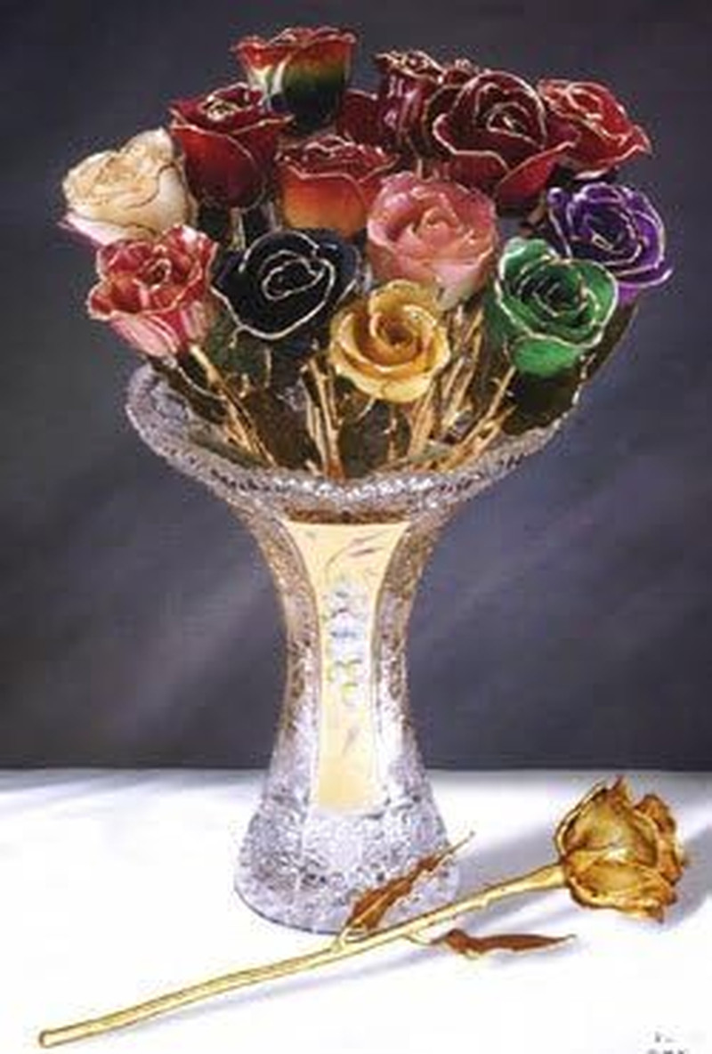 Gorgeous 11″ Platinum Dipped Real Rose – Snow White Elegance