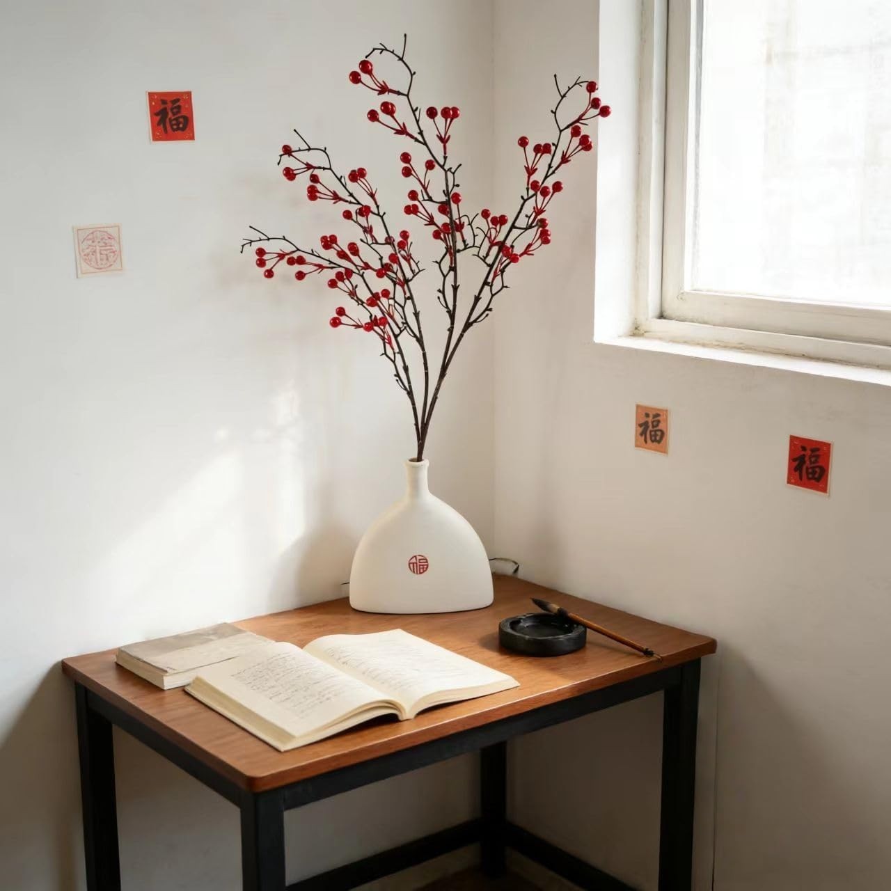 Versatile 27.5 Inch Red Berry Stem Ideal for 2026 Lunar New Celebrations