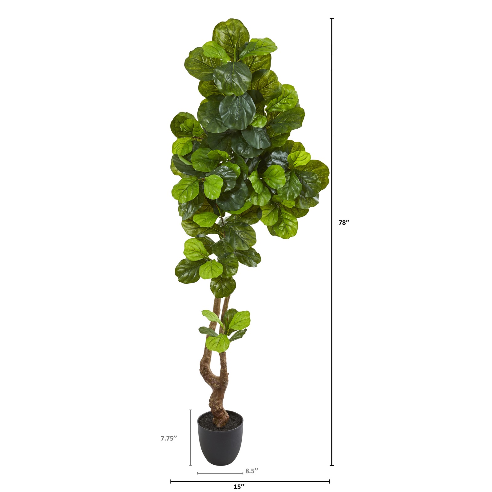 Nearly Natural 78″ Fiddle Leaf Artificial Tree (Real Touch) in Green