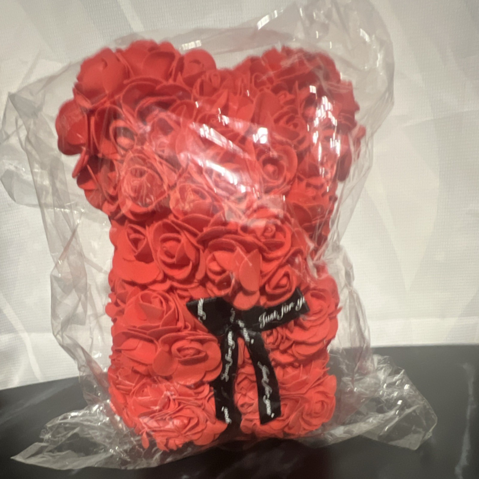 Red Rose Artificial Flower Bear Foam Centerpiece Arrangement Decor