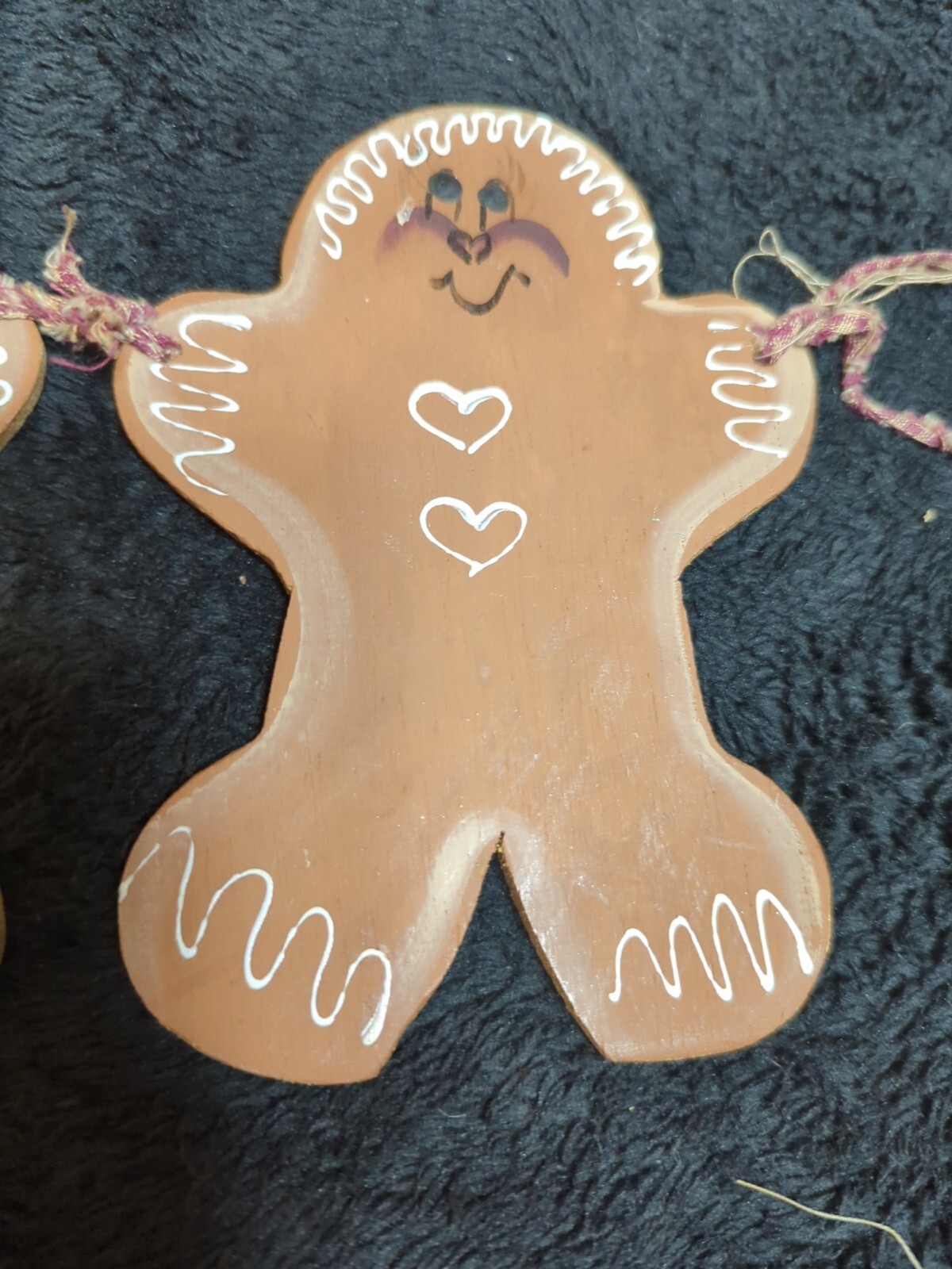 Primitive Rustic GINGERBREAD MAN Basket & Hanging Decorations HAPPY HOLIDAYS